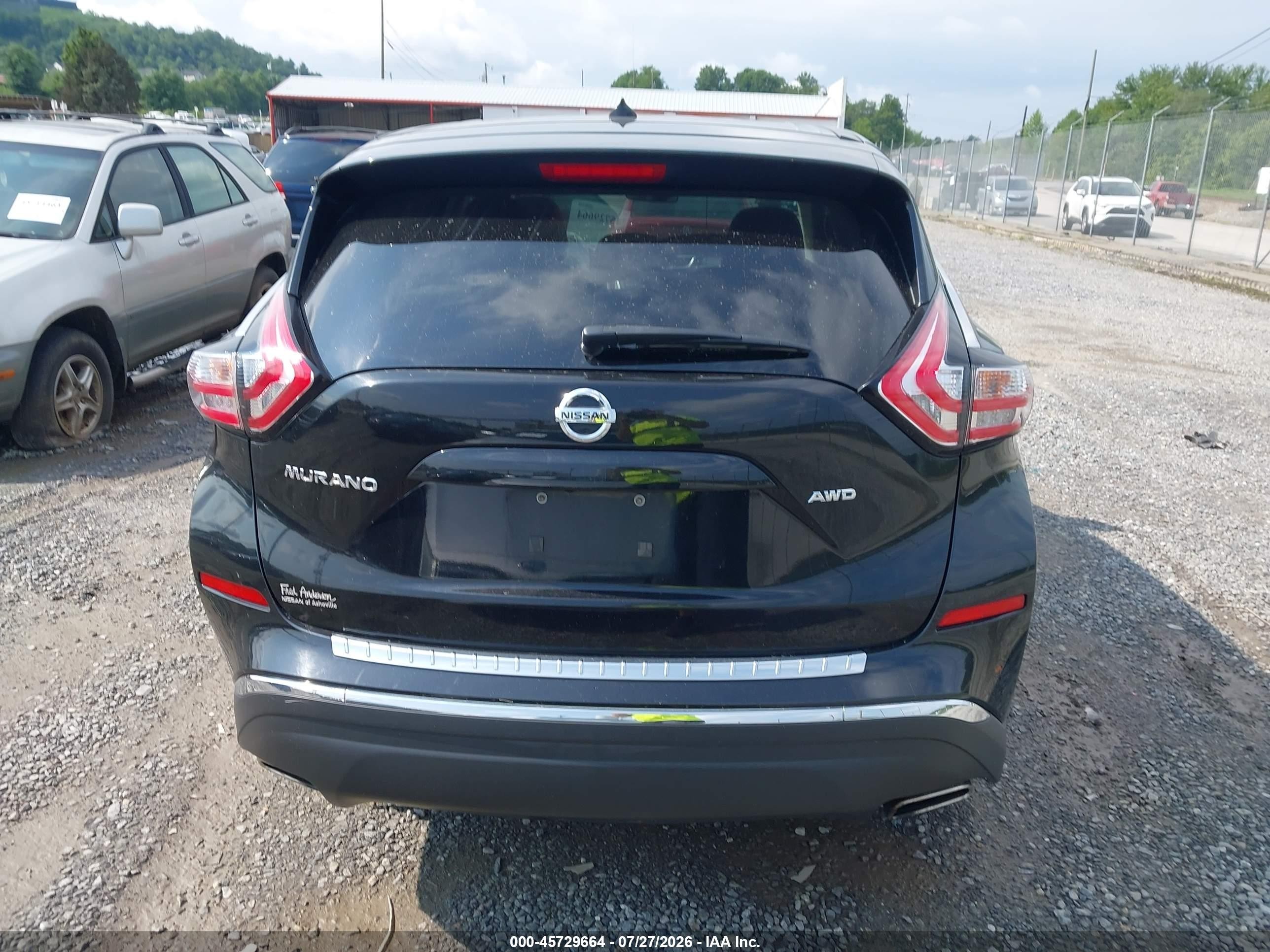 2015 Nissan Murano S Black vin: 5N1AZ2MH2FN203338