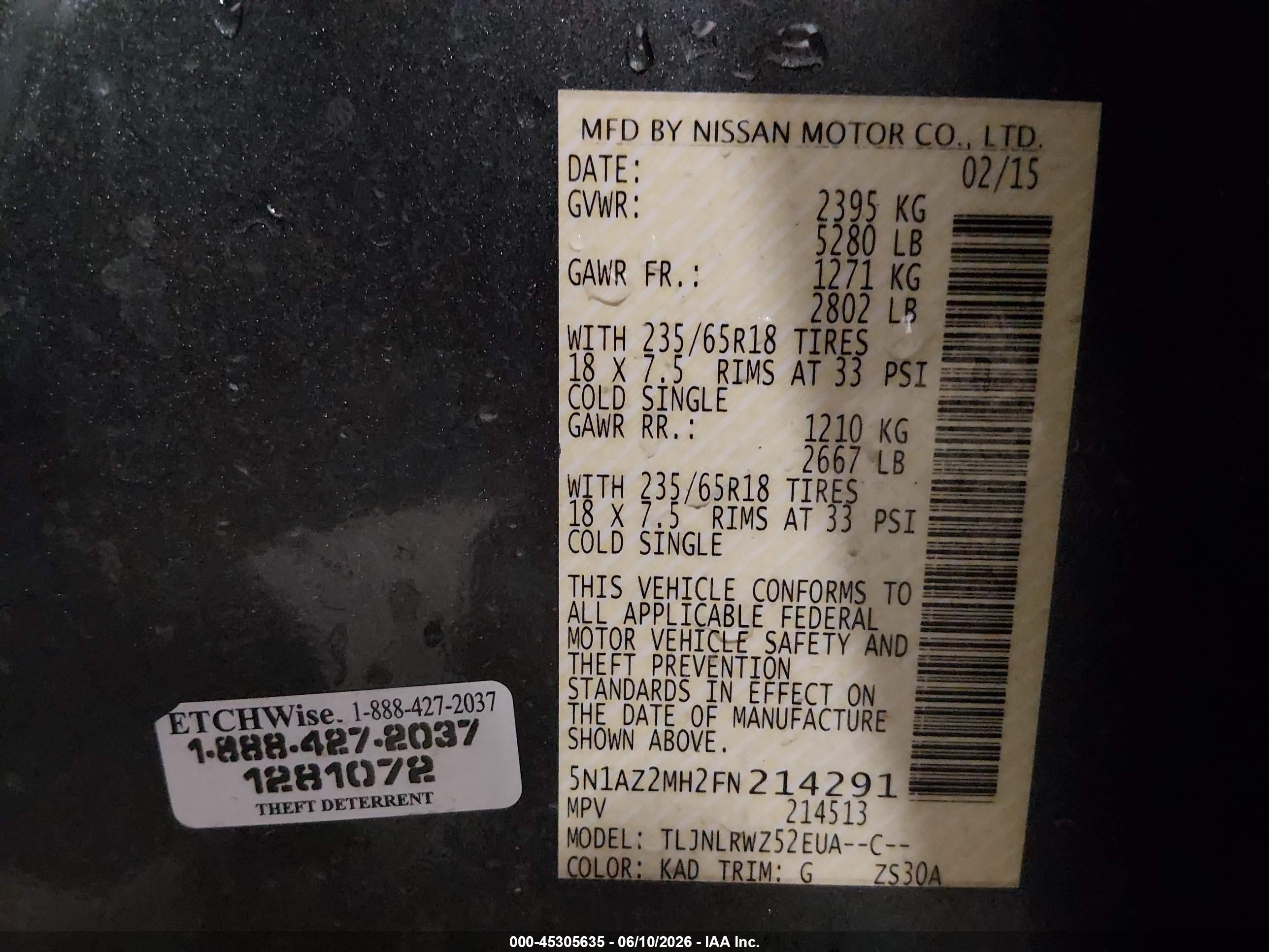 2015 Nissan Murano Sl Gray vin: 5N1AZ2MH2FN214291