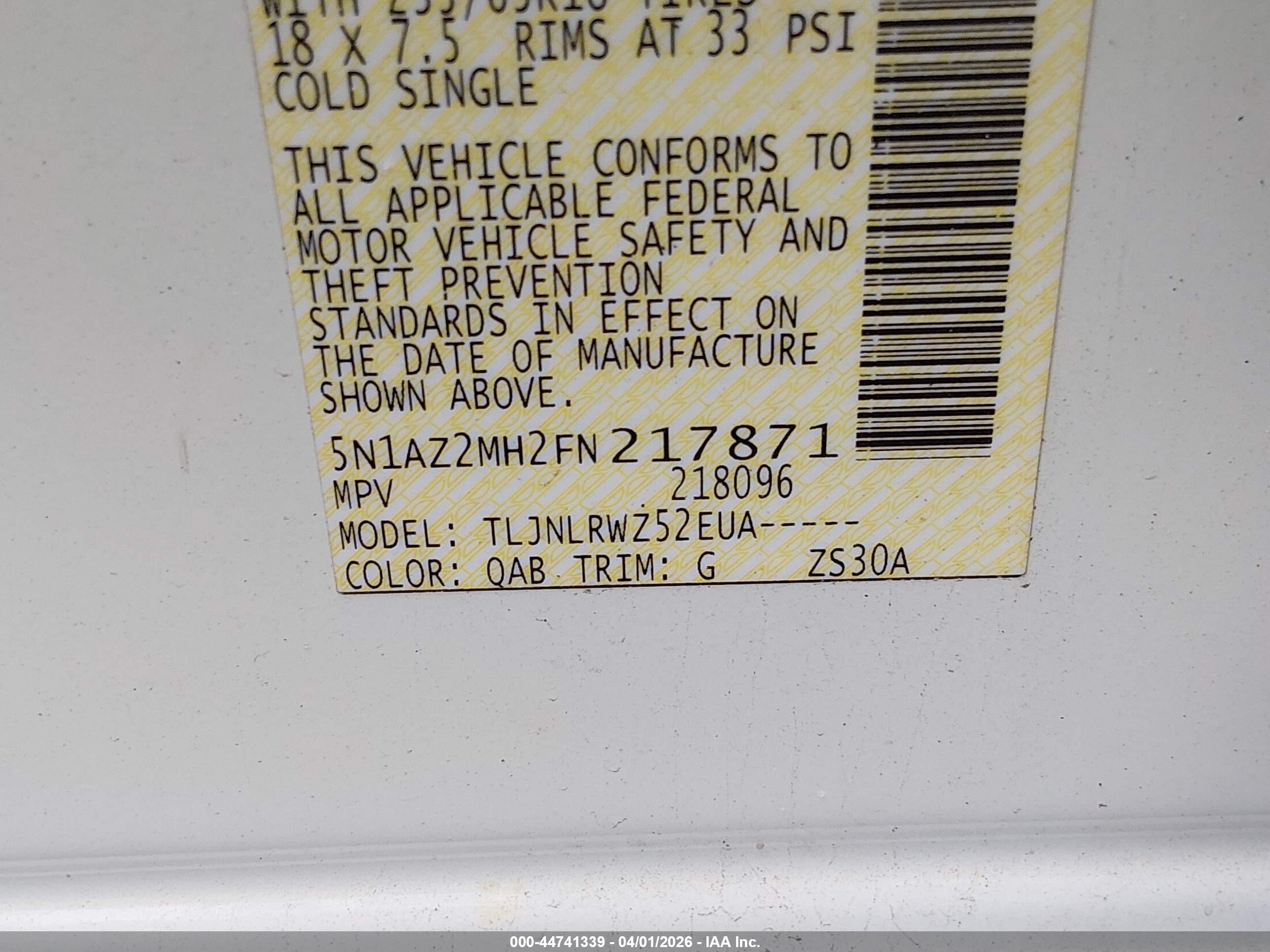 2015 Nissan Murano Platinum/s/sl/sv Белый vin: 5N1AZ2MH2FN217871