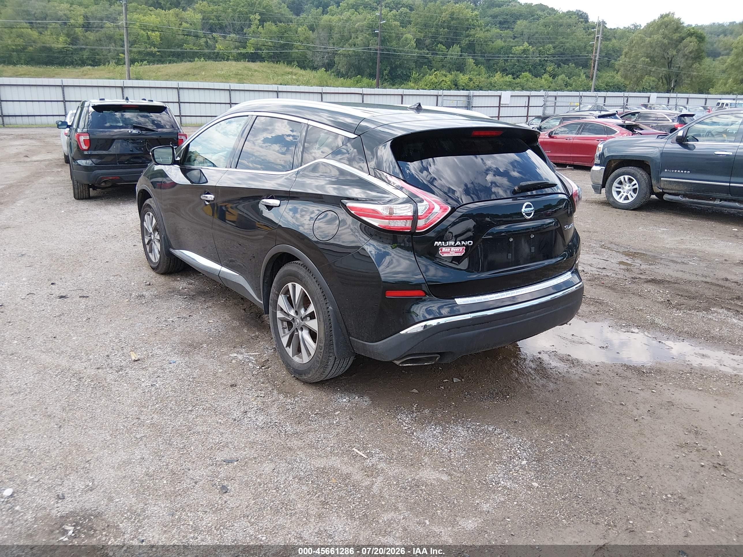 2015 Nissan Murano Sl Black vin: 5N1AZ2MH2FN230698
