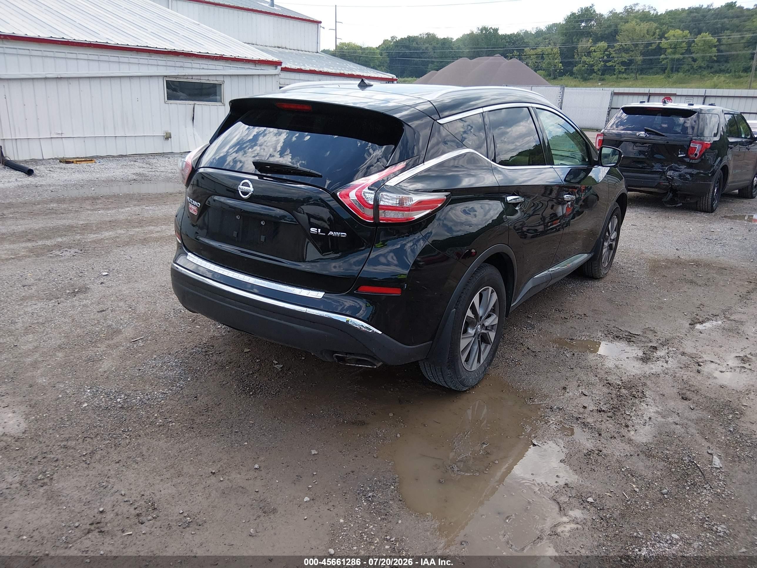2015 Nissan Murano Sl Black vin: 5N1AZ2MH2FN230698