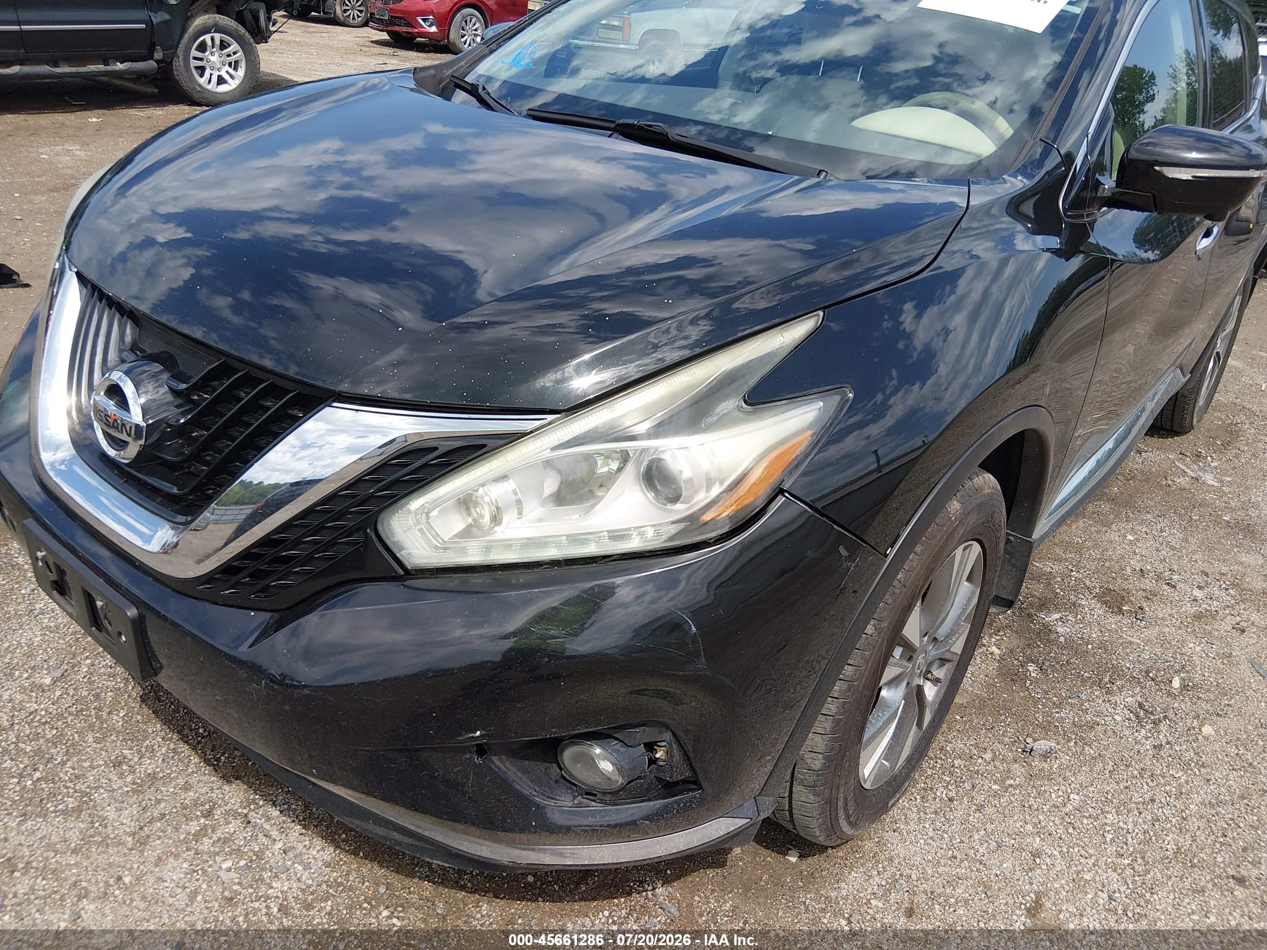 2015 Nissan Murano Sl Black vin: 5N1AZ2MH2FN230698