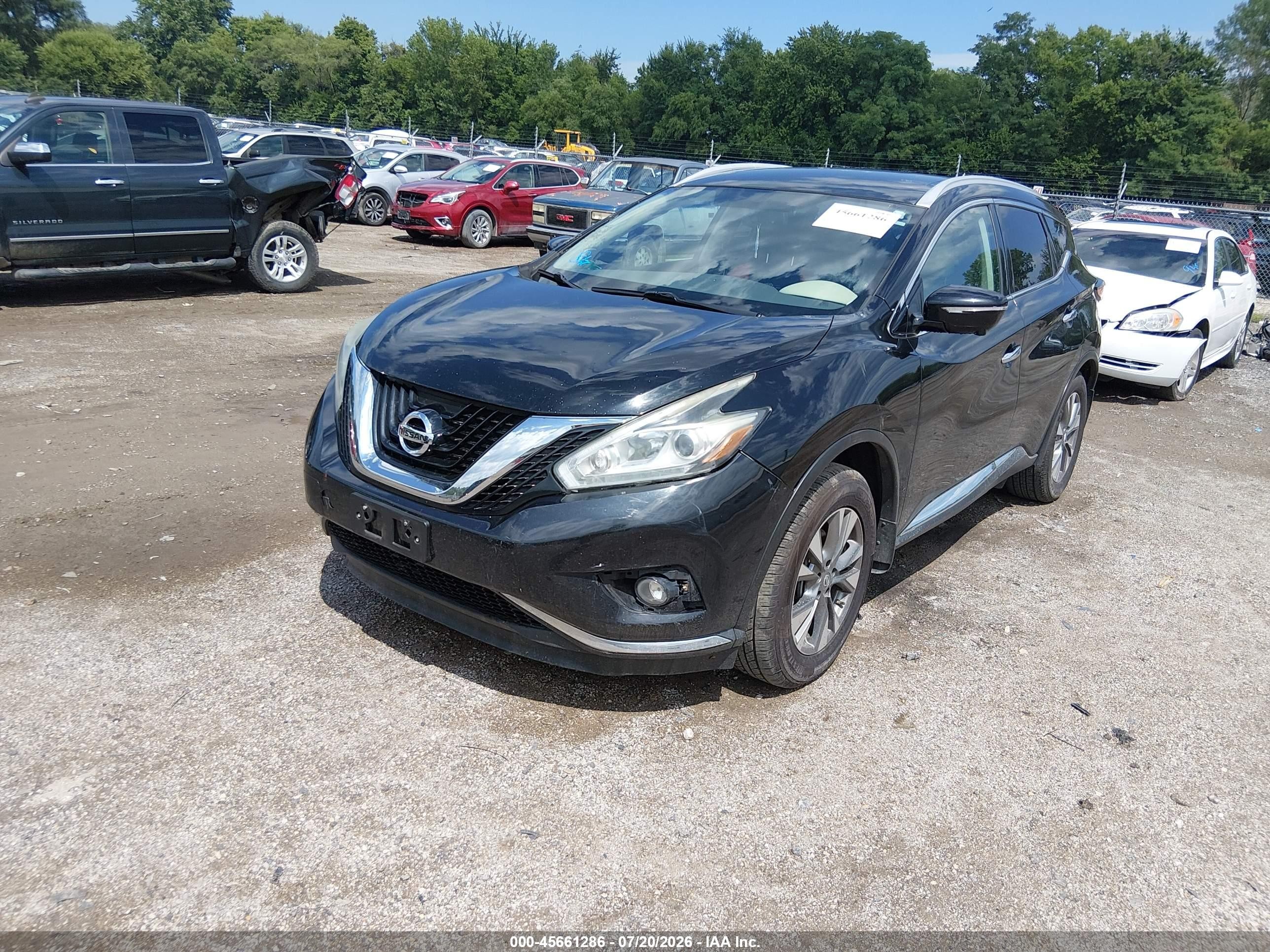 2015 Nissan Murano Sl Black vin: 5N1AZ2MH2FN230698