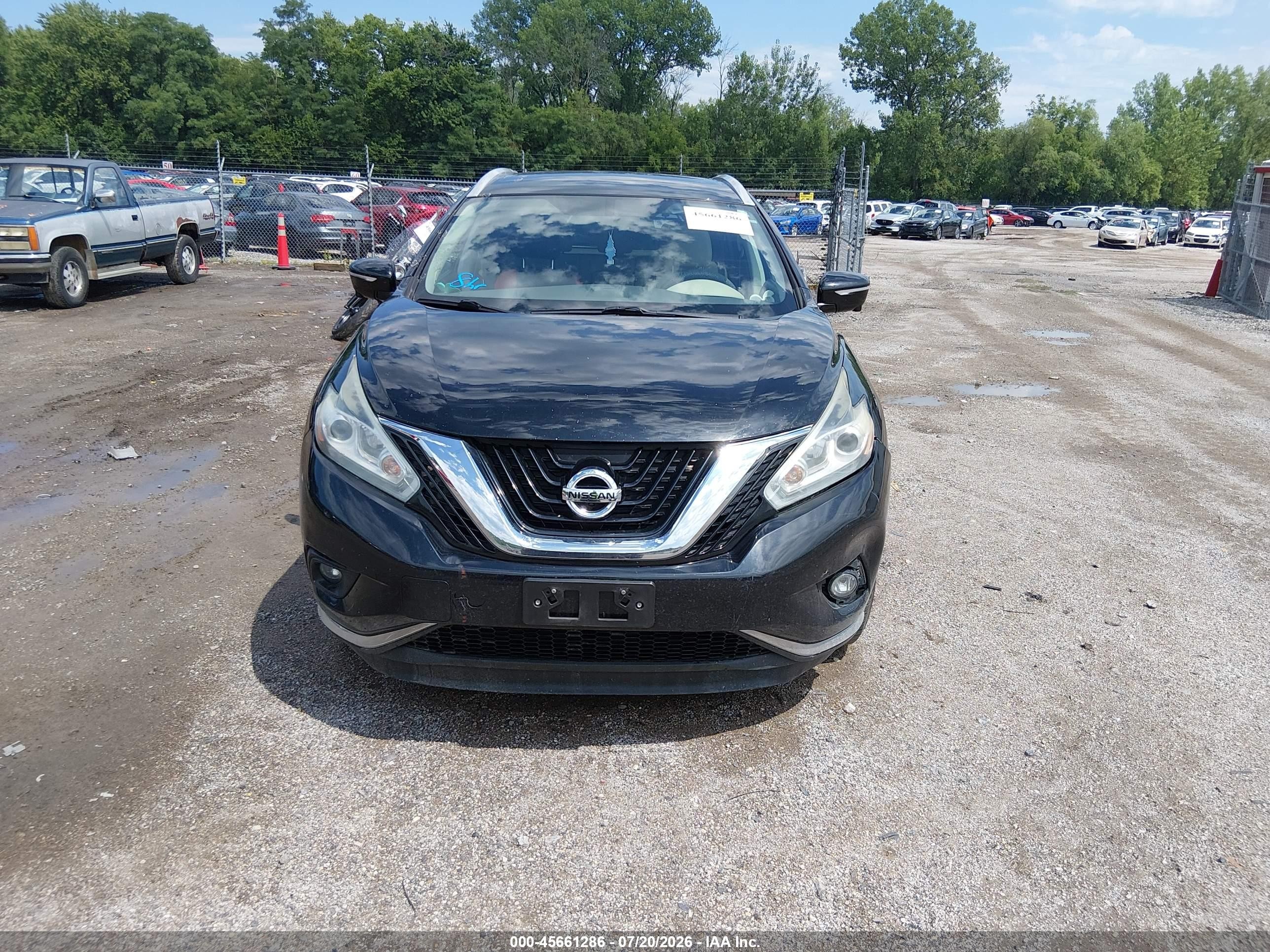 2015 Nissan Murano Sl Black vin: 5N1AZ2MH2FN230698