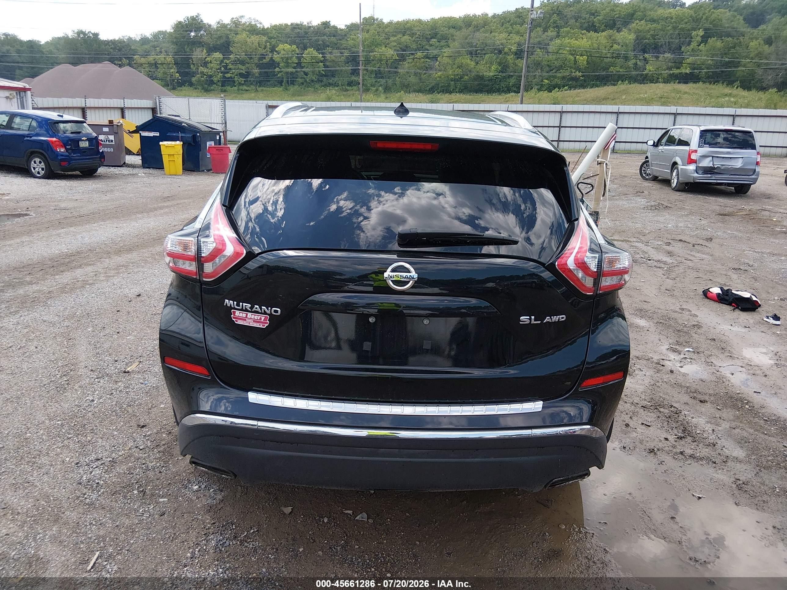 2015 Nissan Murano Sl Black vin: 5N1AZ2MH2FN230698