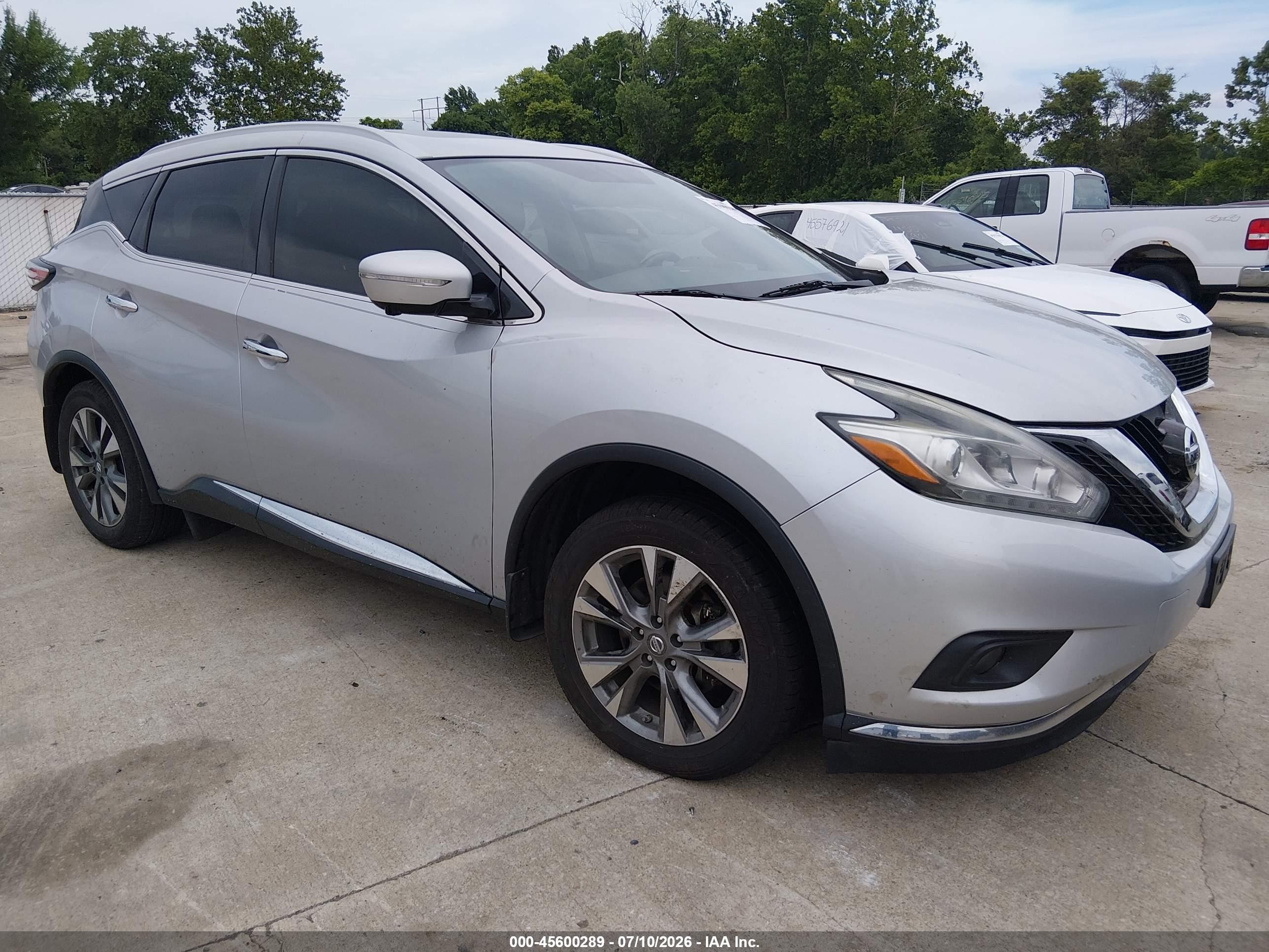 2015 Nissan Murano Sl Серебряный vin: 5N1AZ2MH2FN234640