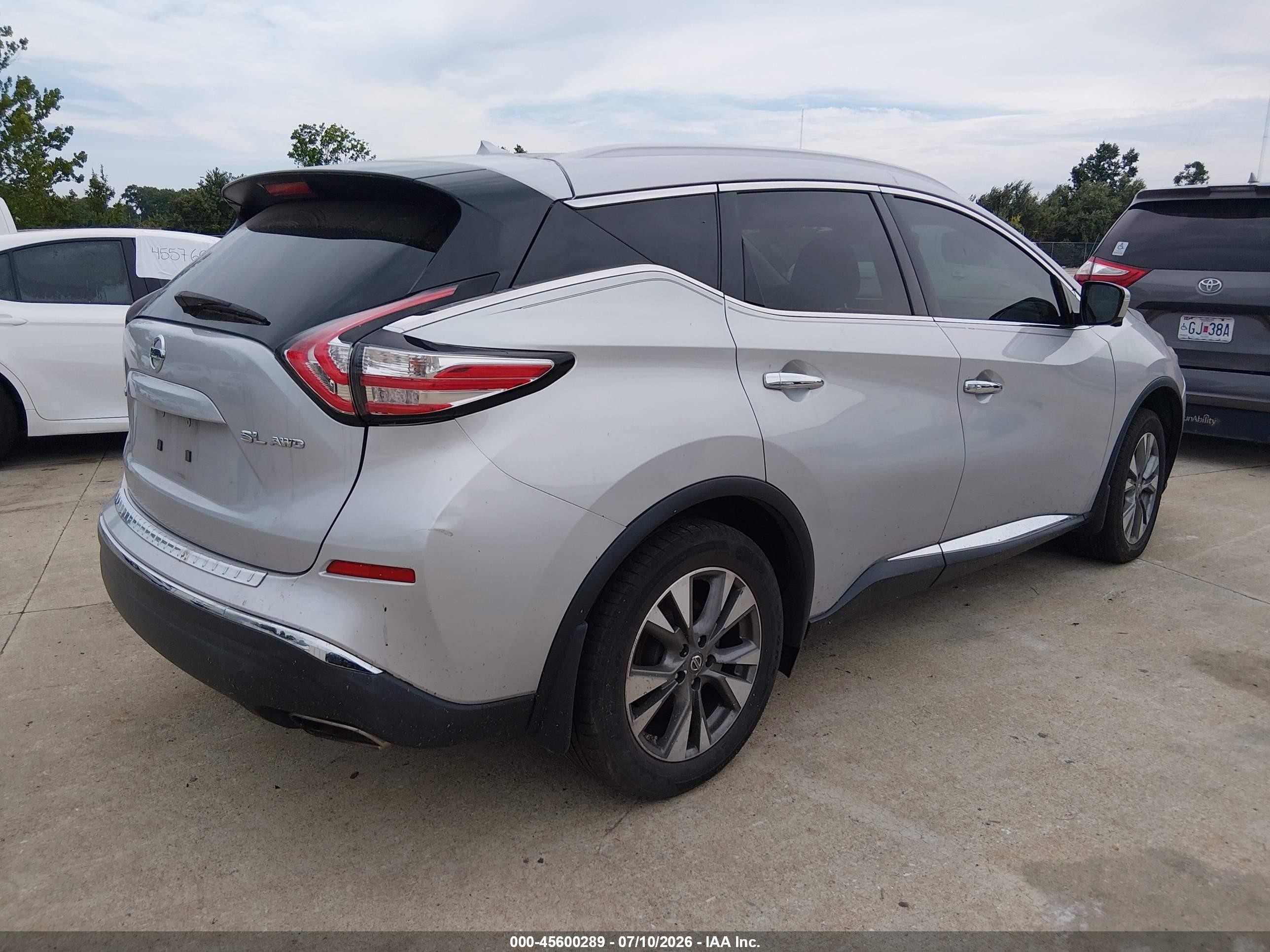 2015 Nissan Murano Sl Silver vin: 5N1AZ2MH2FN234640