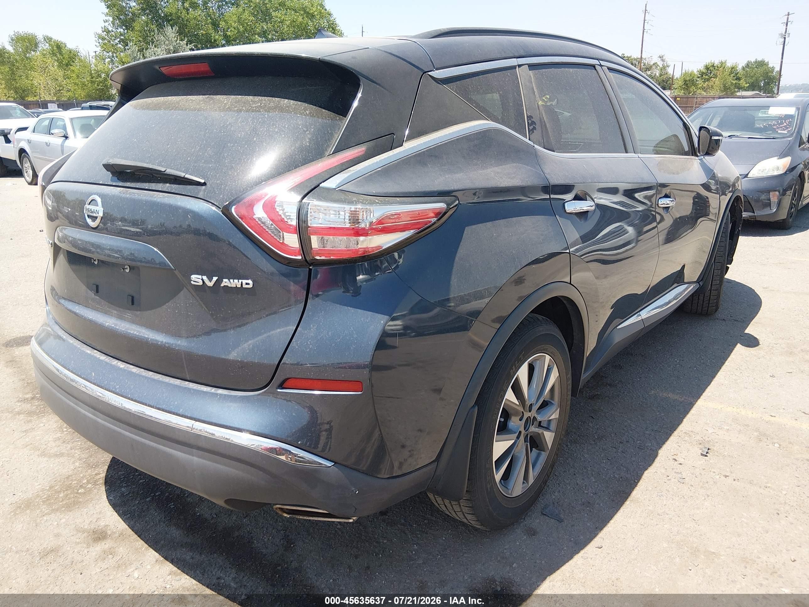 2015 Nissan Murano Sv Gray vin: 5N1AZ2MH2FN251339