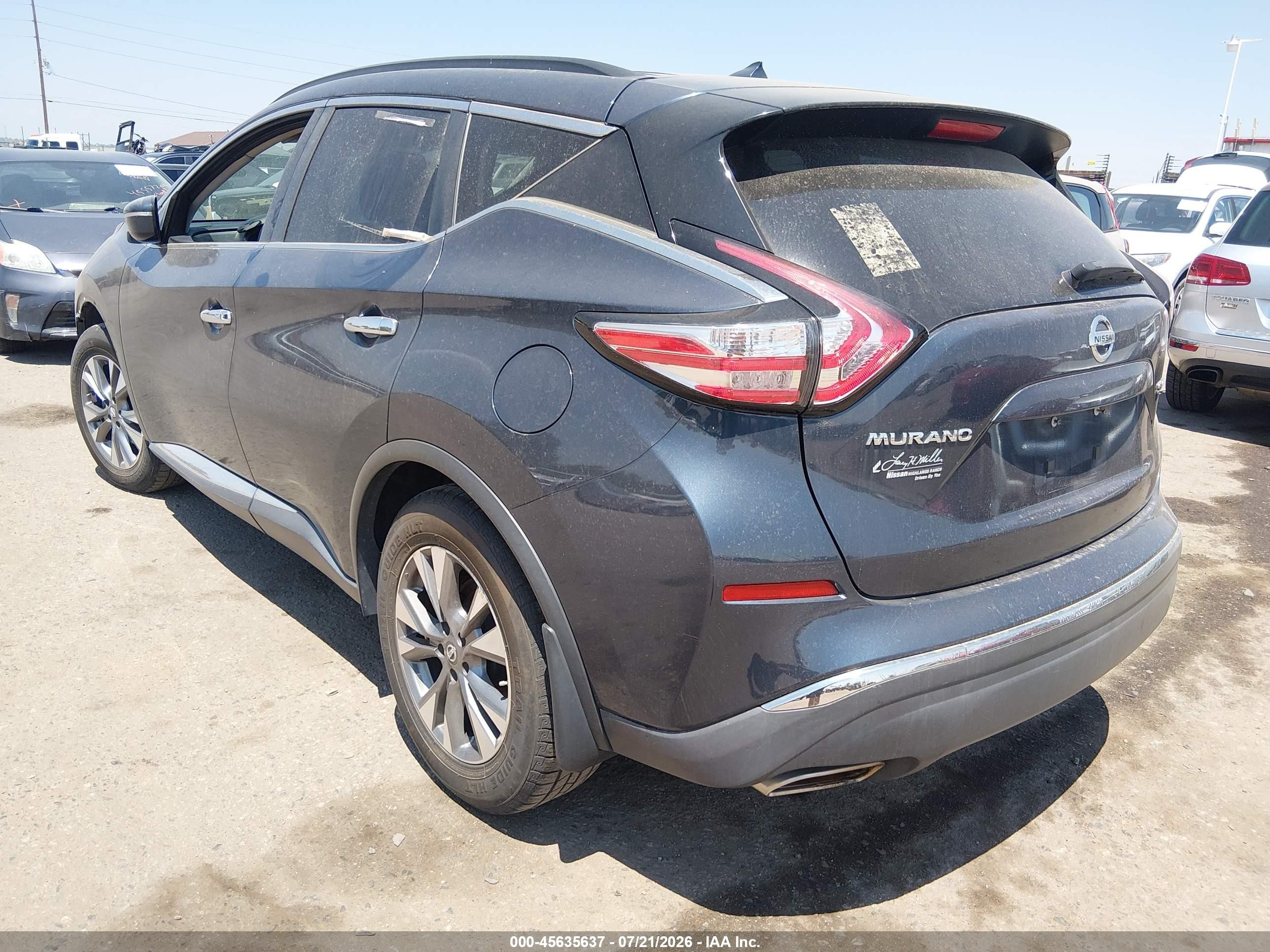 2015 Nissan Murano Sv Gray vin: 5N1AZ2MH2FN251339