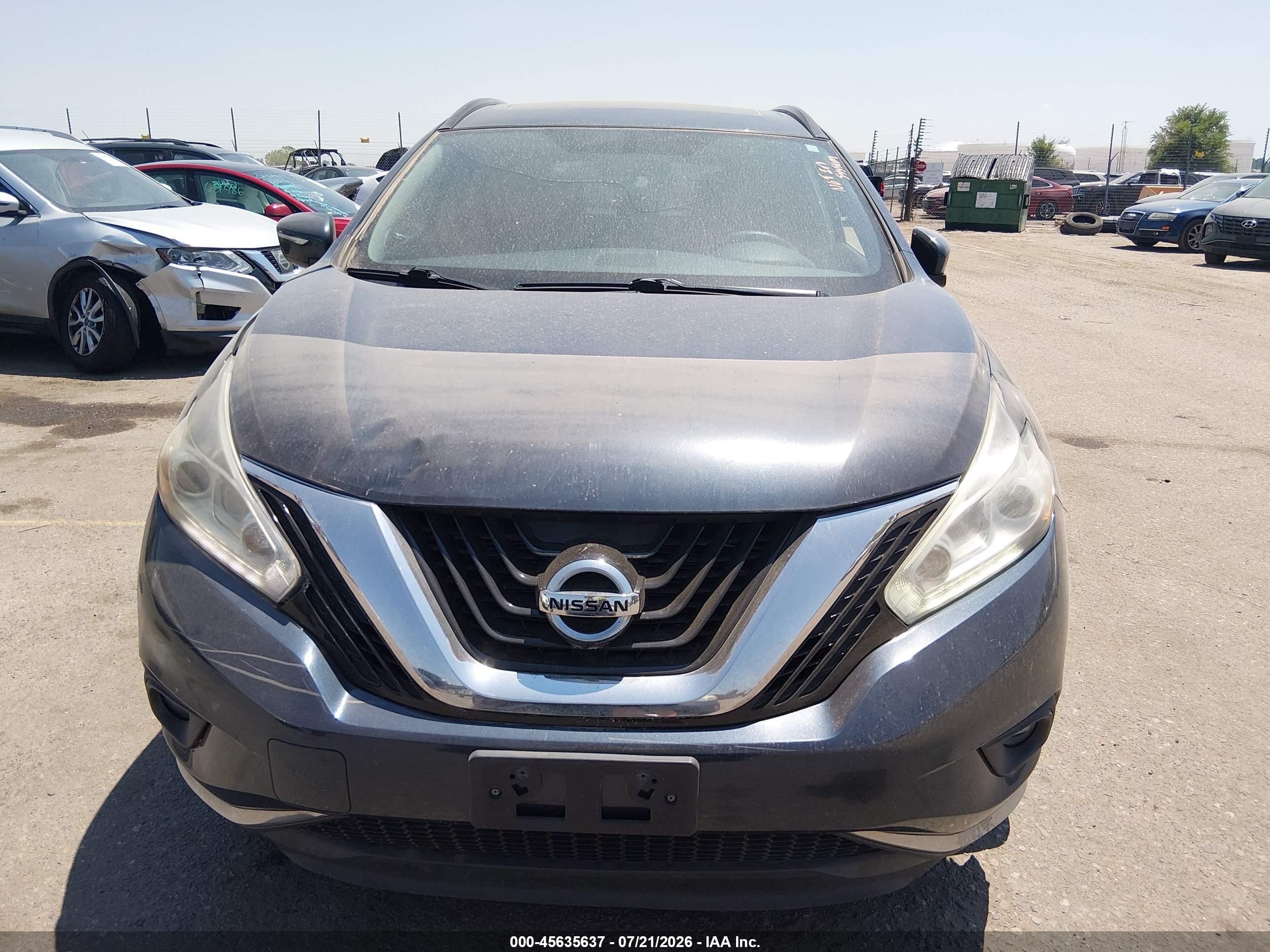 2015 Nissan Murano Sv Gray vin: 5N1AZ2MH2FN251339
