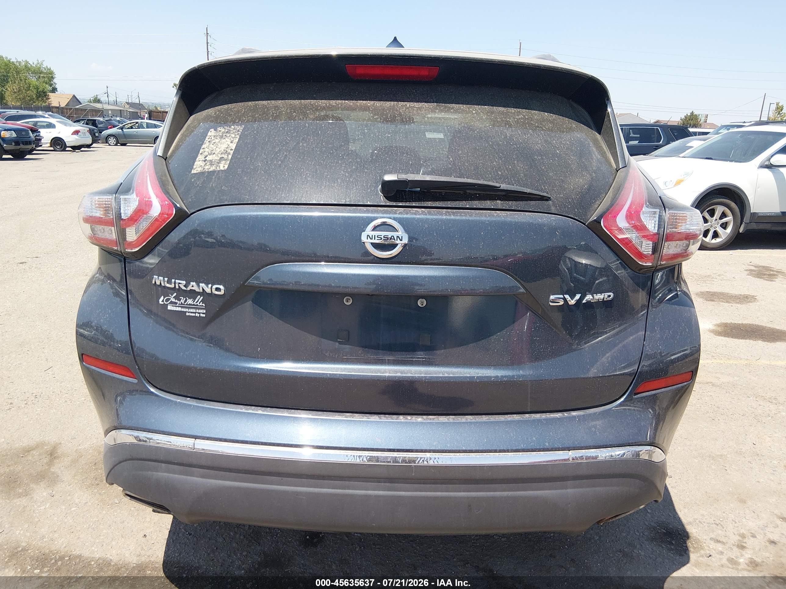 2015 Nissan Murano Sv Gray vin: 5N1AZ2MH2FN251339