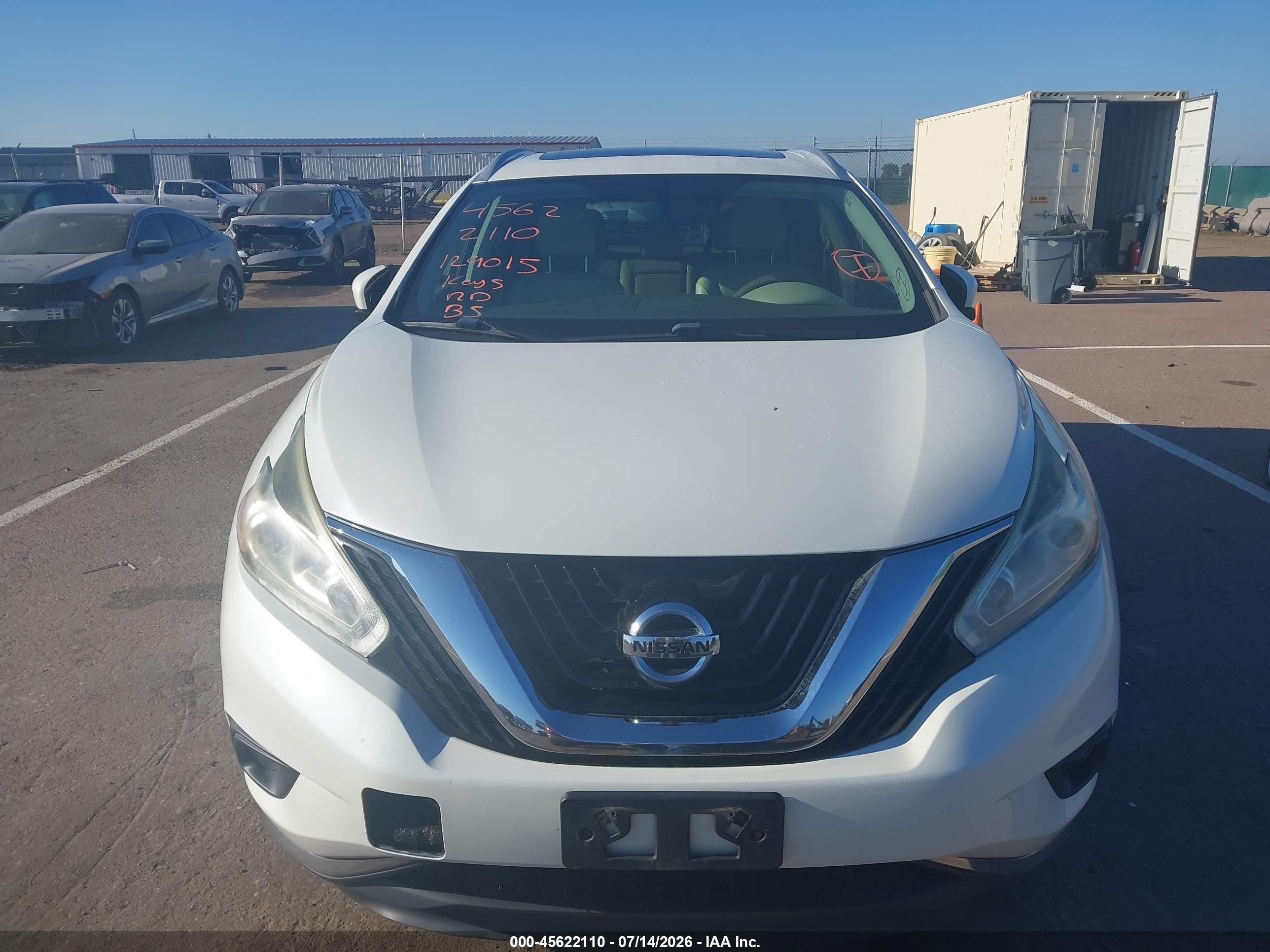 2015 Nissan Murano   White vin: 5N1AZ2MH2FN277472