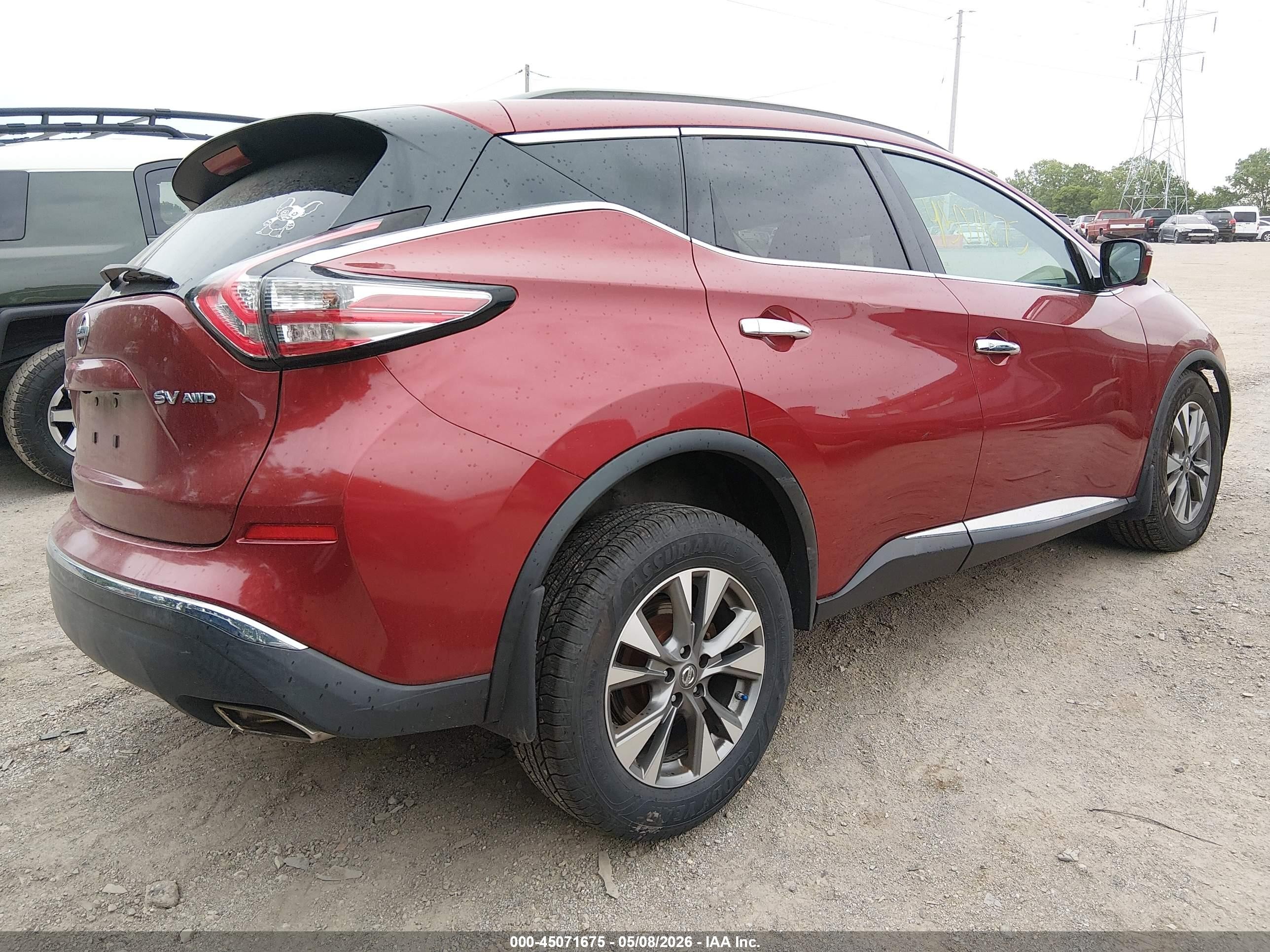 2017 Nissan Murano Platinum/s/sl/sv Красный vin: 5N1AZ2MH2HN149848