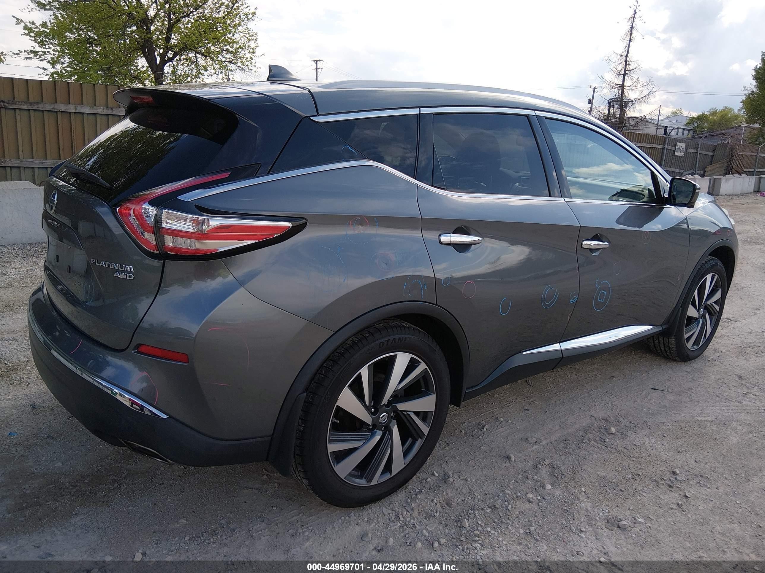 2017 Nissan Murano Platinum Серый vin: 5N1AZ2MH2HN202693