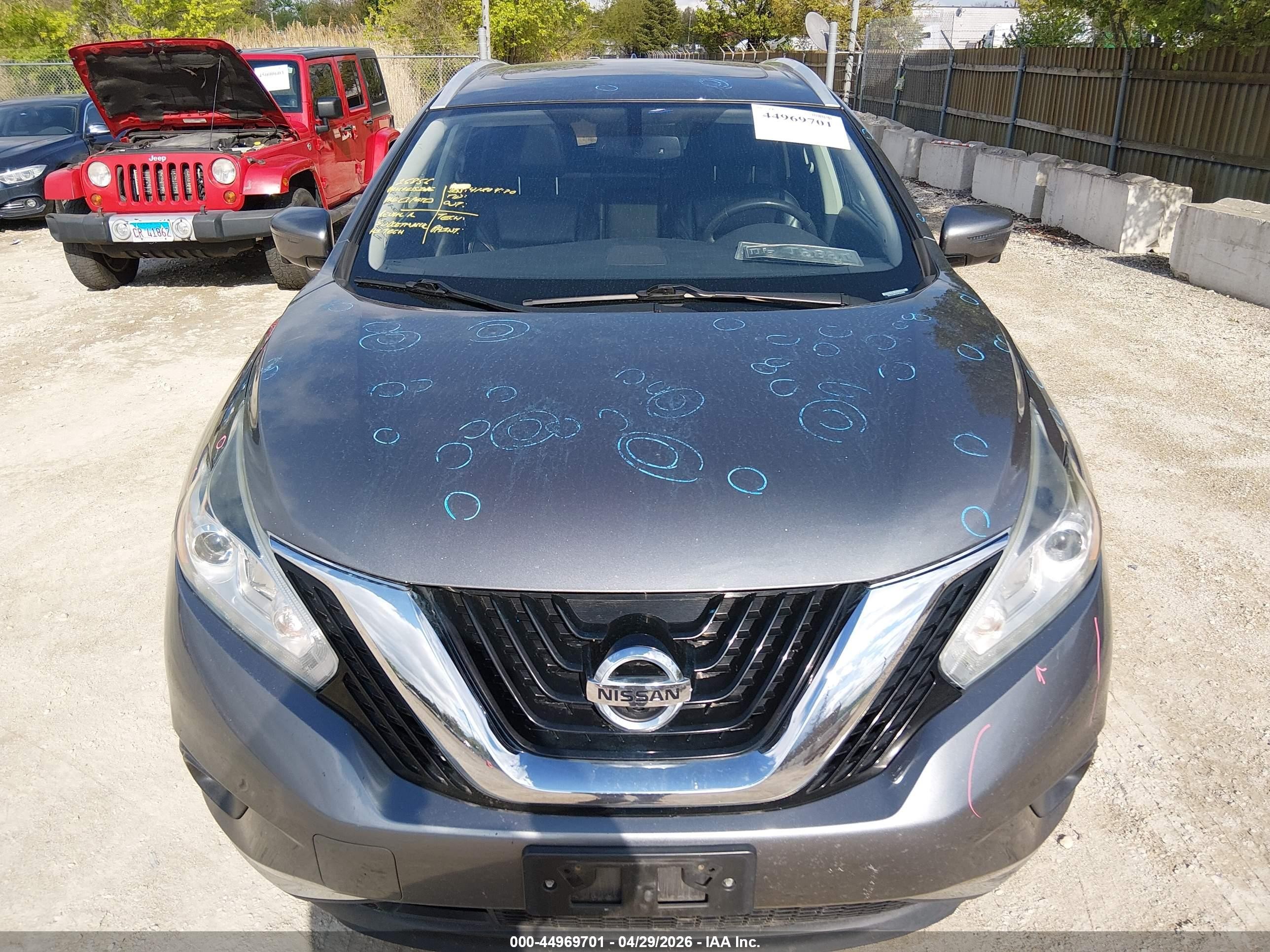 2017 Nissan Murano Platinum Серый vin: 5N1AZ2MH2HN202693
