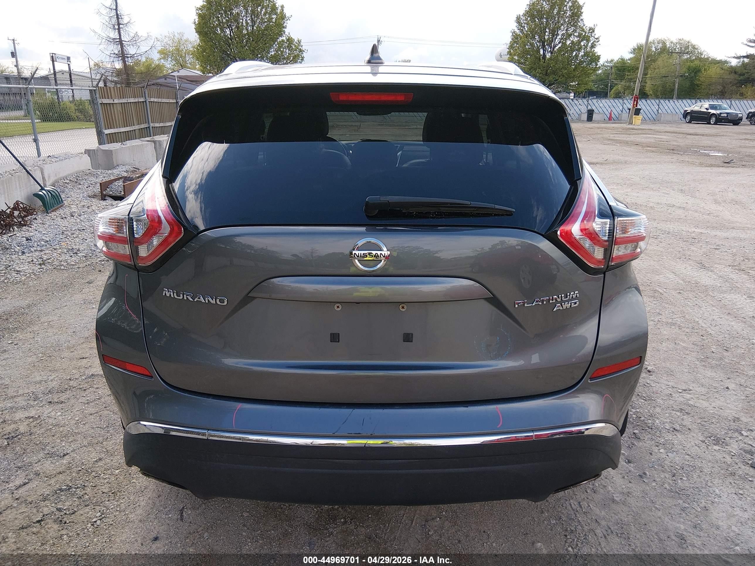 2017 Nissan Murano Platinum Серый vin: 5N1AZ2MH2HN202693