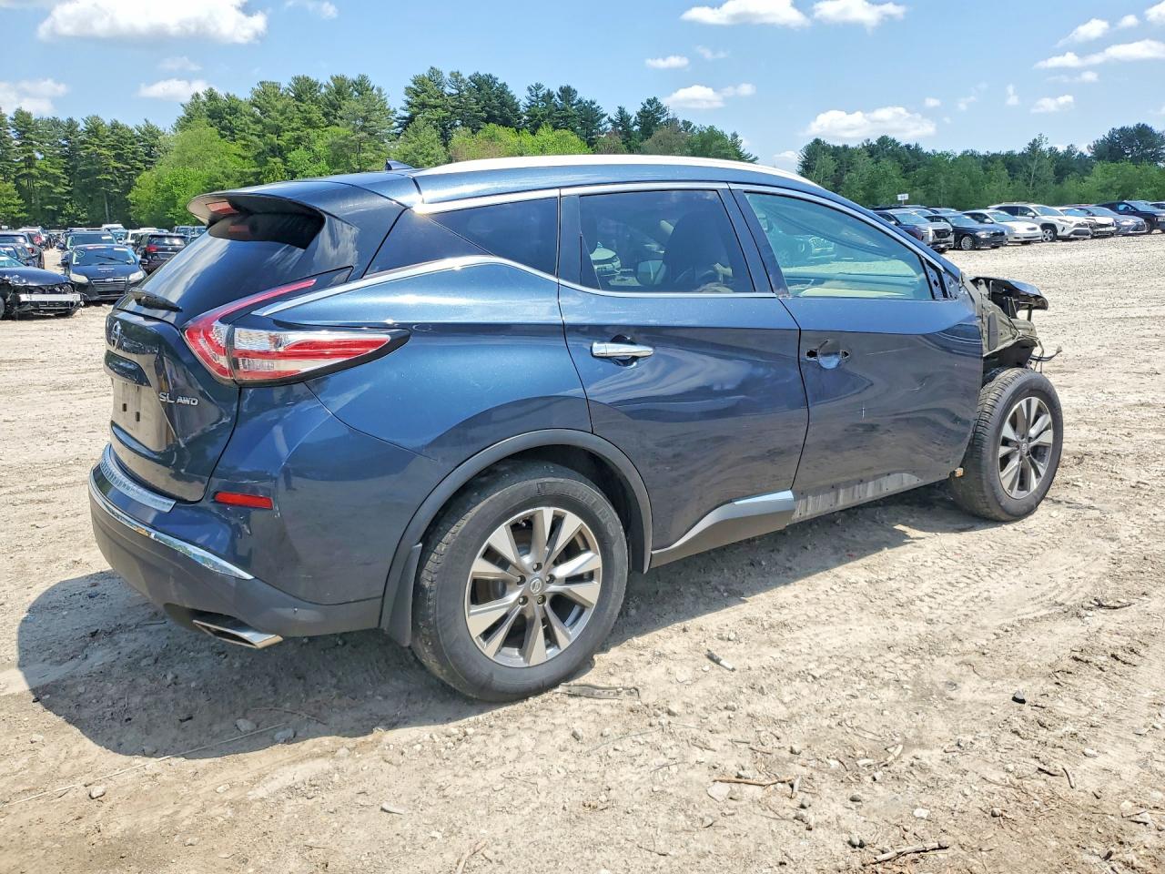 2015 Nissan Murano Sl Blue vin: 5N1AZ2MH3FN226241
