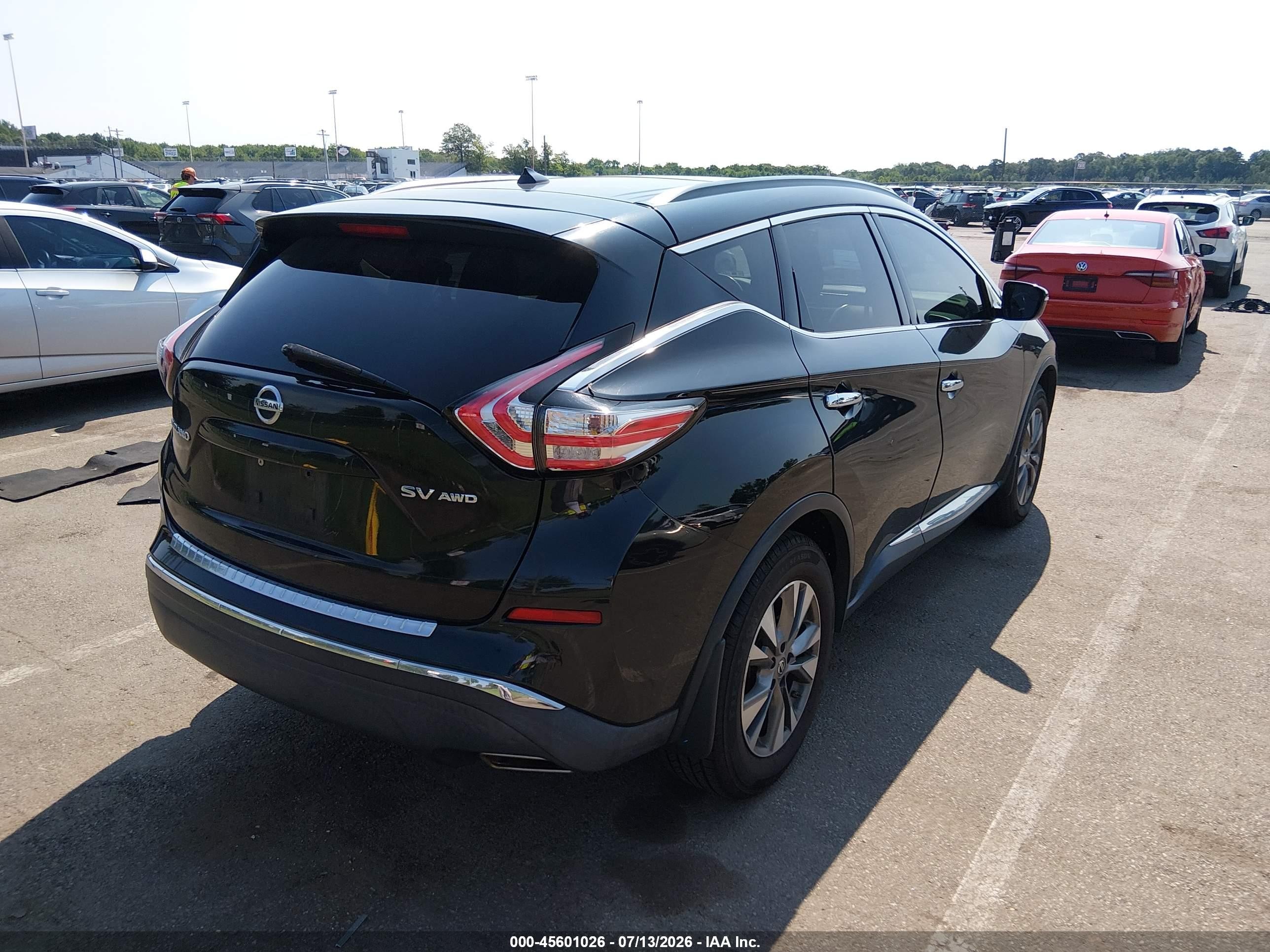 2015 Nissan Murano Sv Black vin: 5N1AZ2MH3FN226921