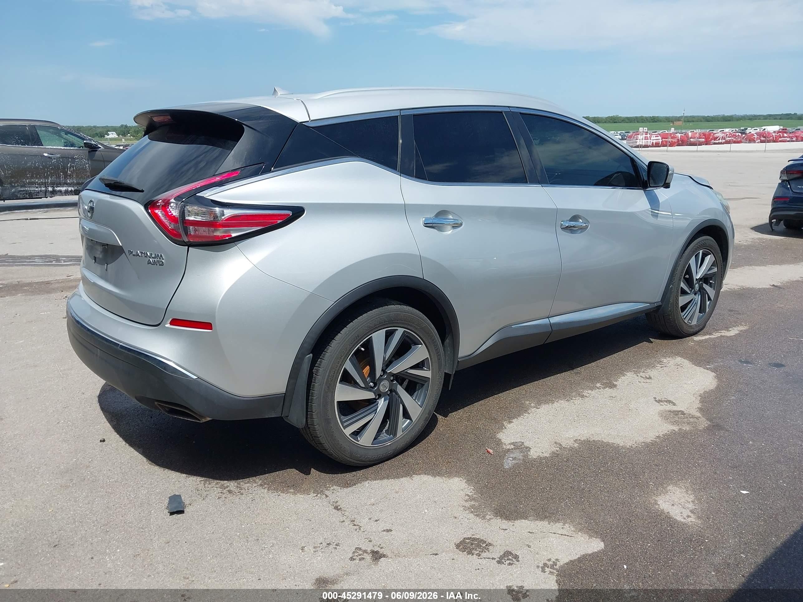 2015 Nissan Murano Platinum Серебряный vin: 5N1AZ2MH3FN227938