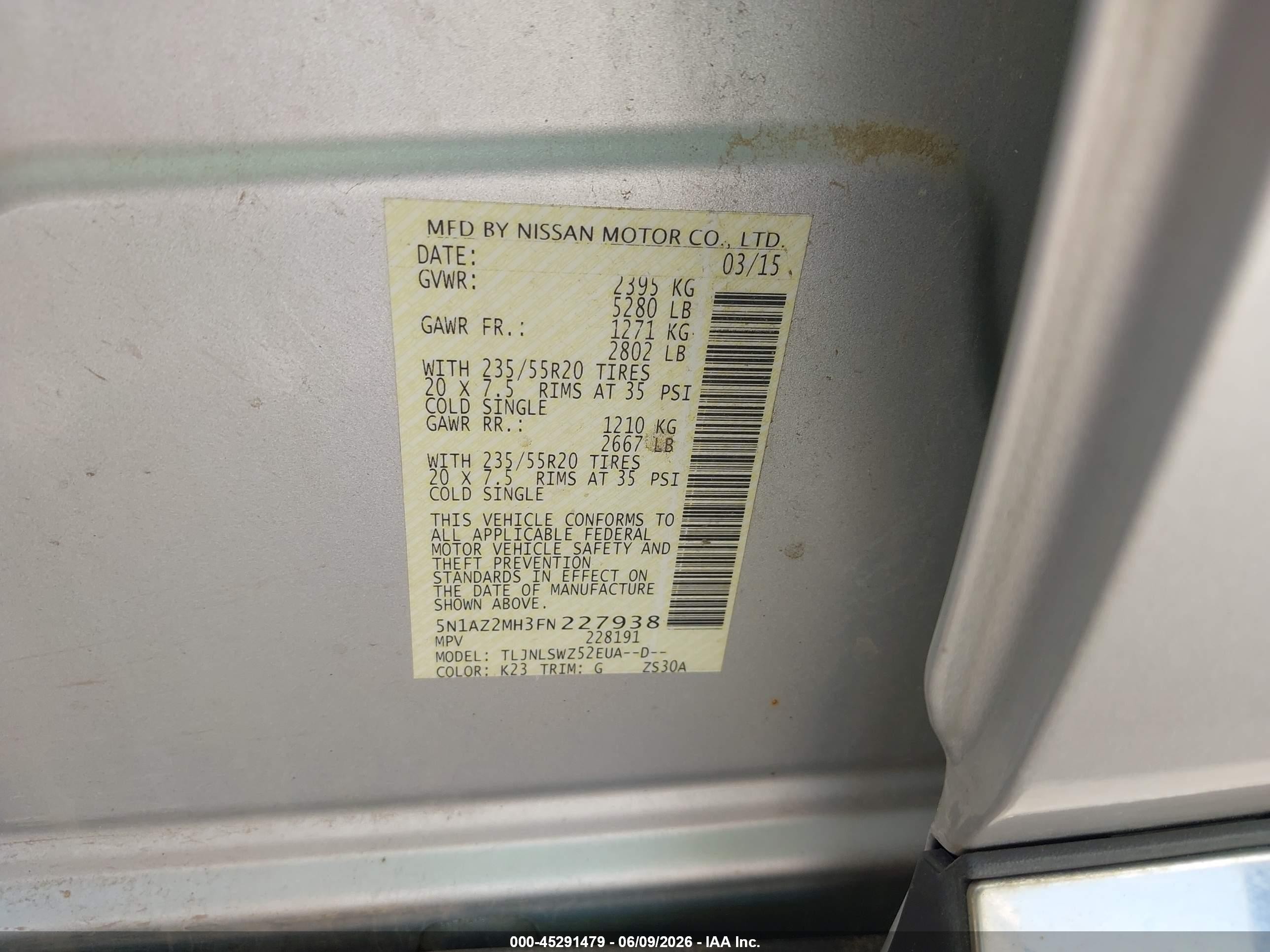 2015 Nissan Murano Platinum Серебряный vin: 5N1AZ2MH3FN227938
