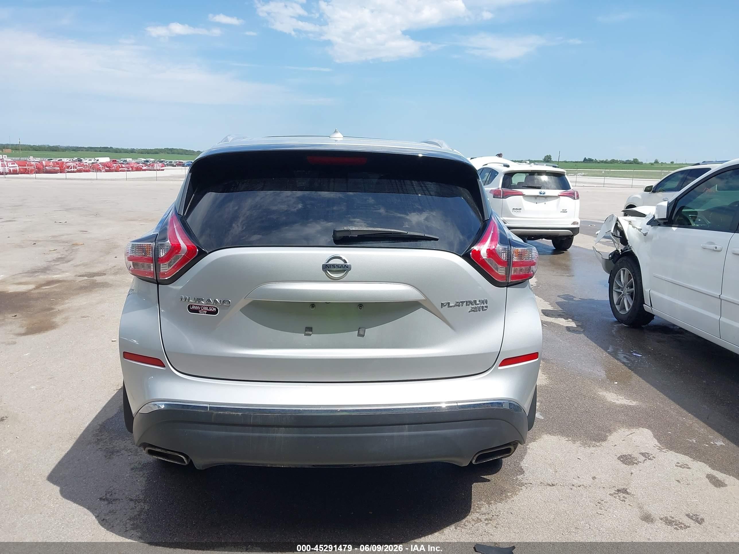 2015 Nissan Murano Platinum Серебряный vin: 5N1AZ2MH3FN227938