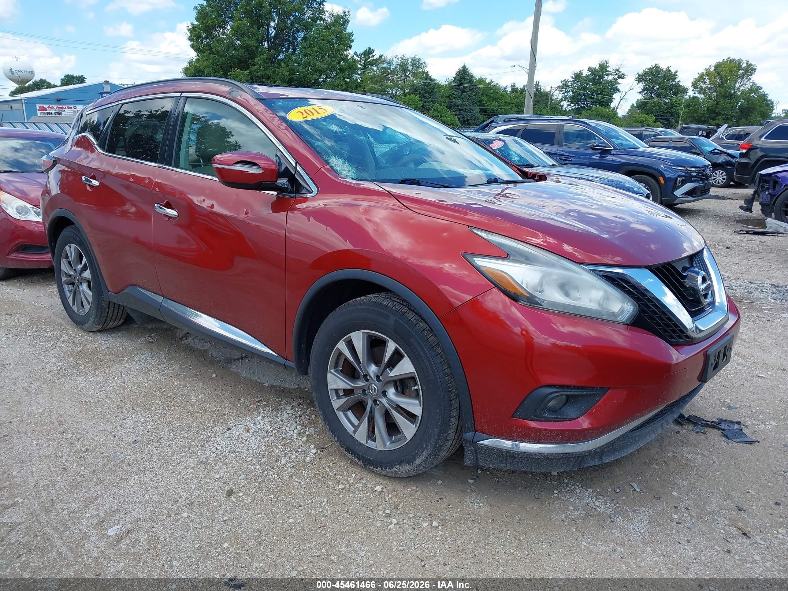 2015 Nissan Murano Sv Красный vin: 5N1AZ2MH3FN240267