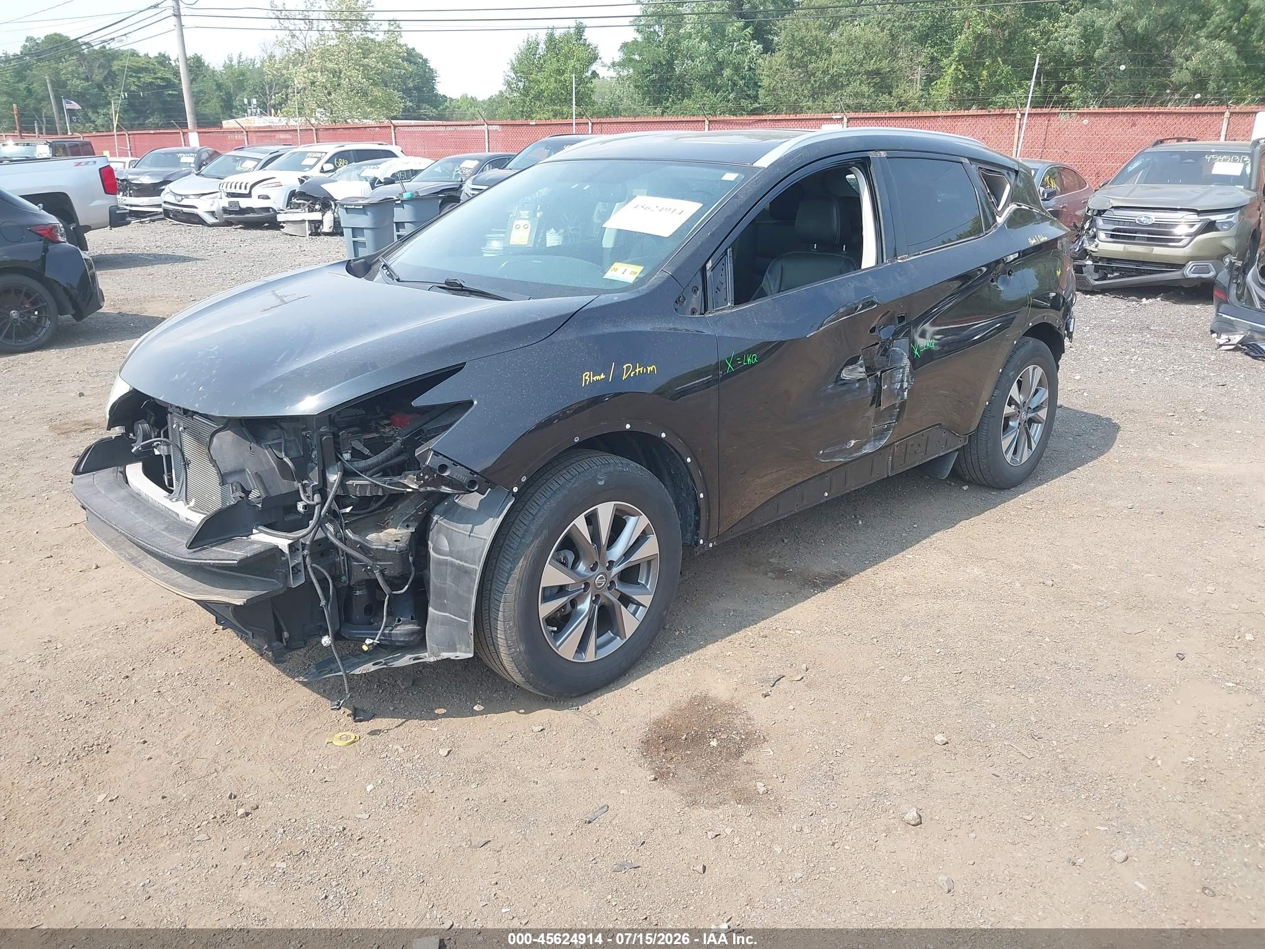 2015 Nissan Murano Sl Black vin: 5N1AZ2MH3FN243279