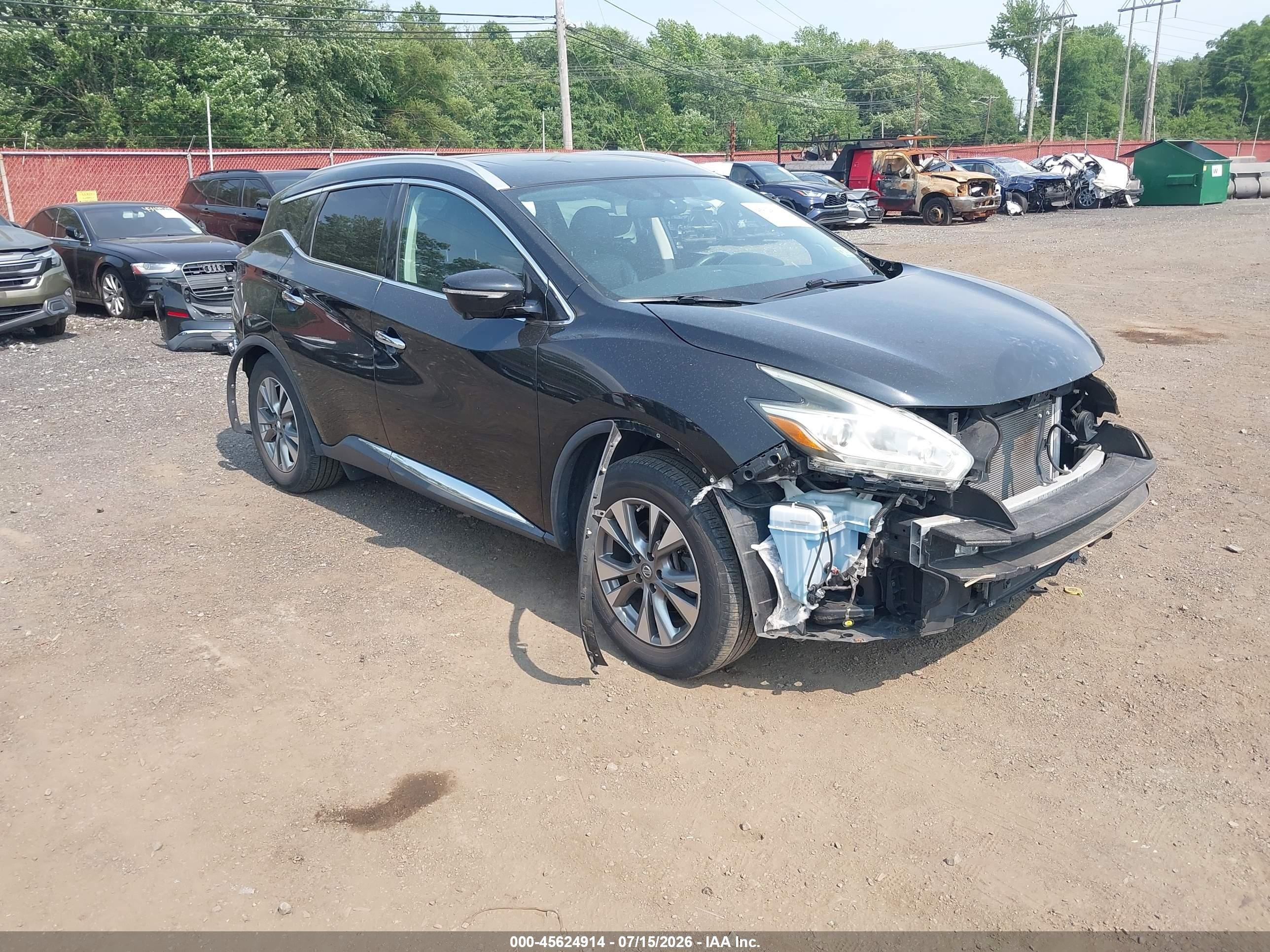 2015 Nissan Murano Sl Black vin: 5N1AZ2MH3FN243279