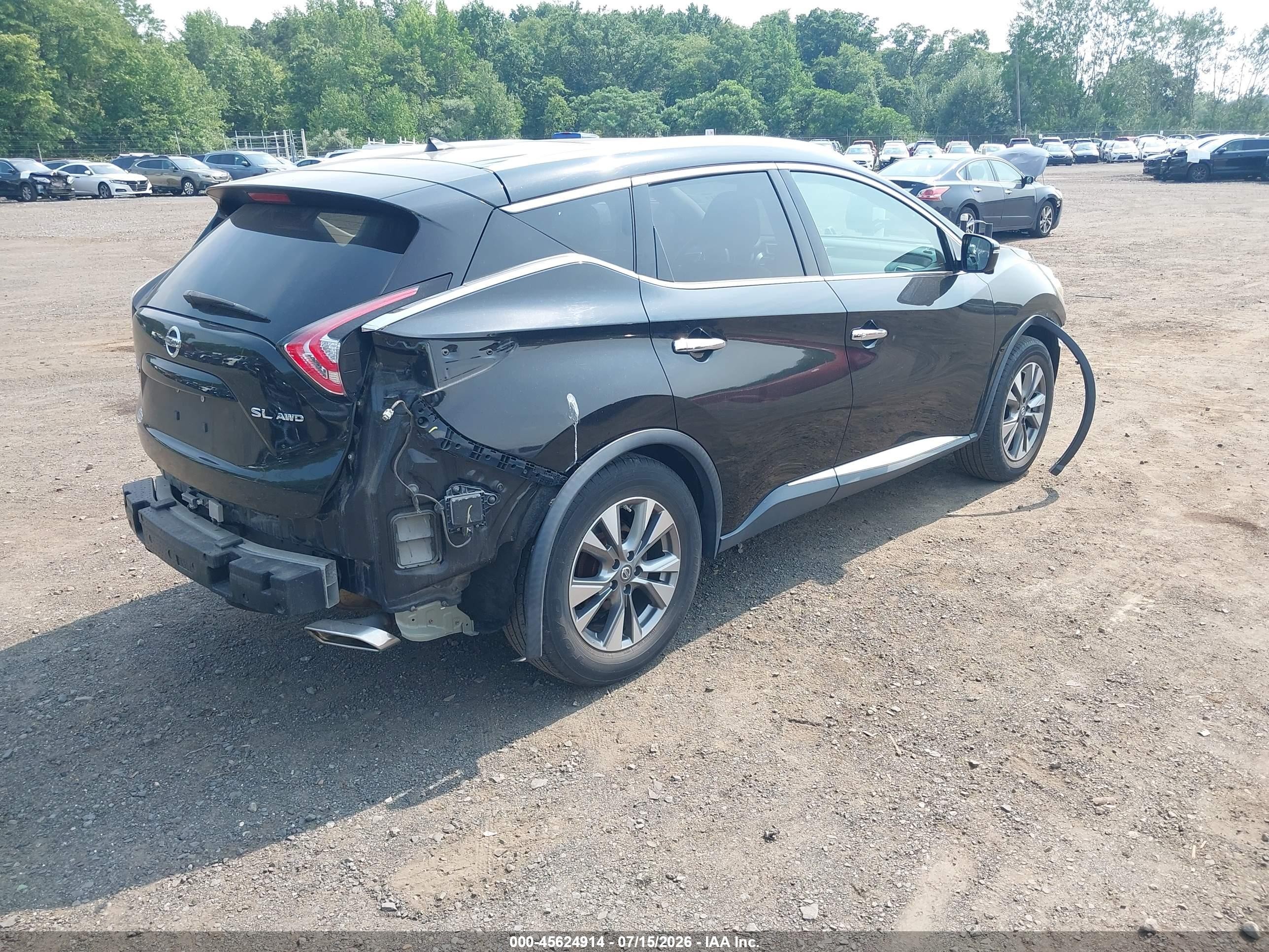 2015 Nissan Murano Sl Black vin: 5N1AZ2MH3FN243279
