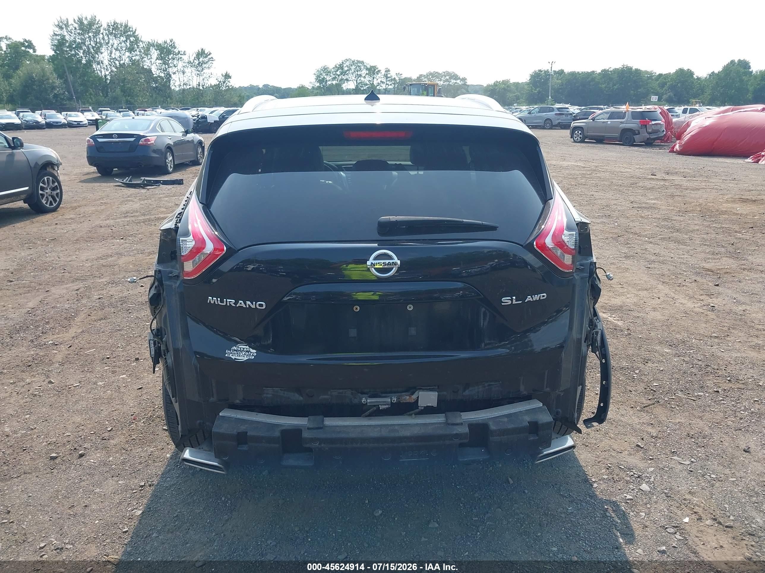 2015 Nissan Murano Sl Black vin: 5N1AZ2MH3FN243279