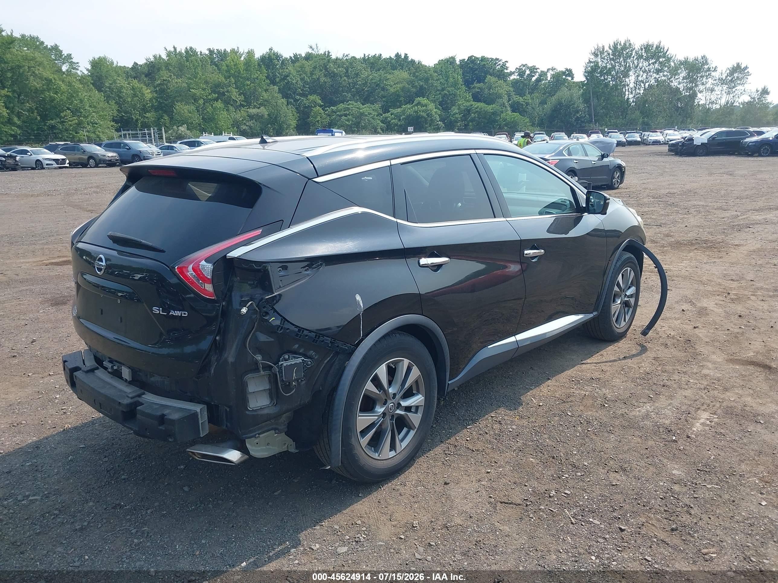 2015 Nissan Murano Sl Black vin: 5N1AZ2MH3FN243279