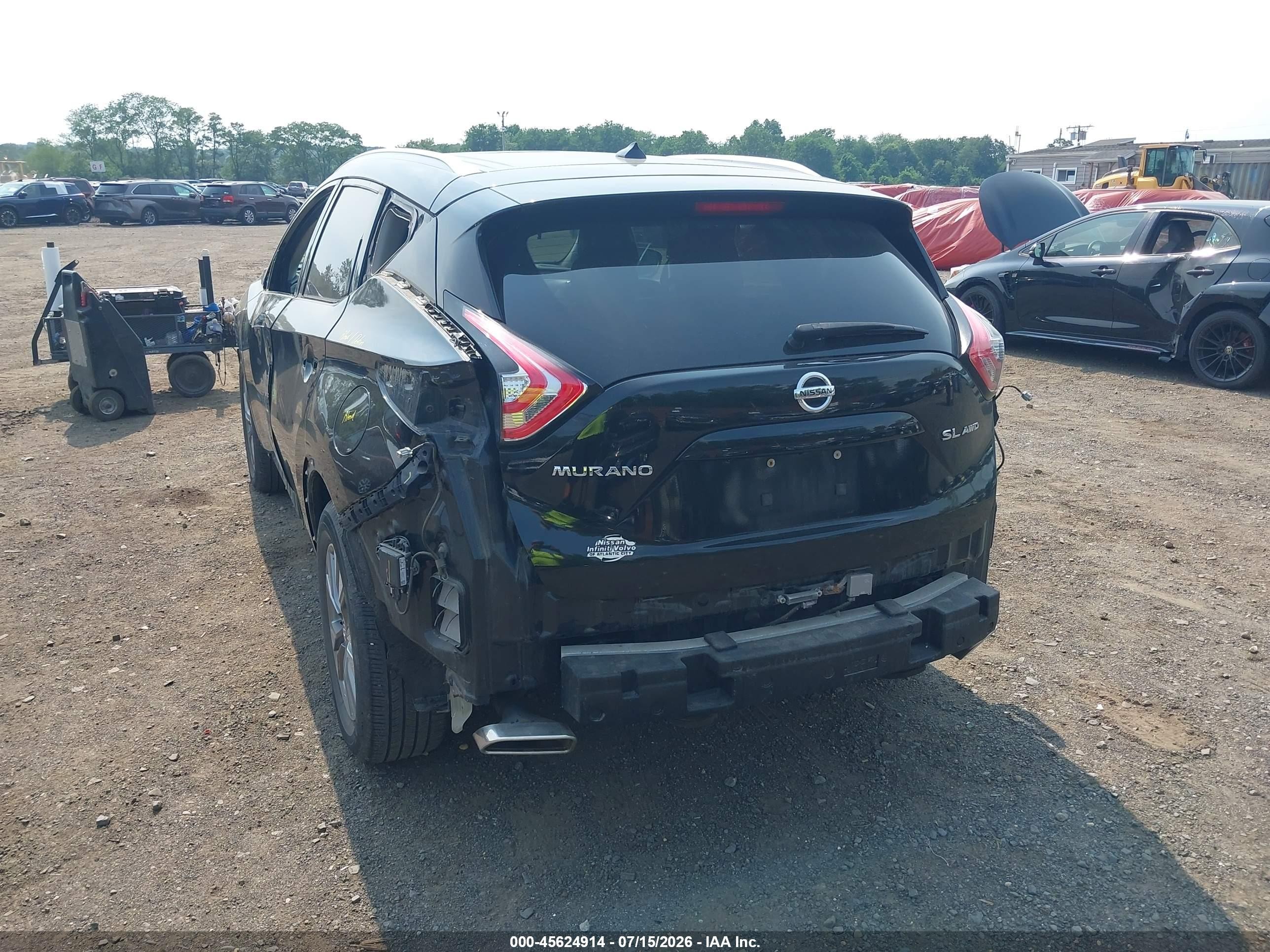 2015 Nissan Murano Sl Black vin: 5N1AZ2MH3FN243279