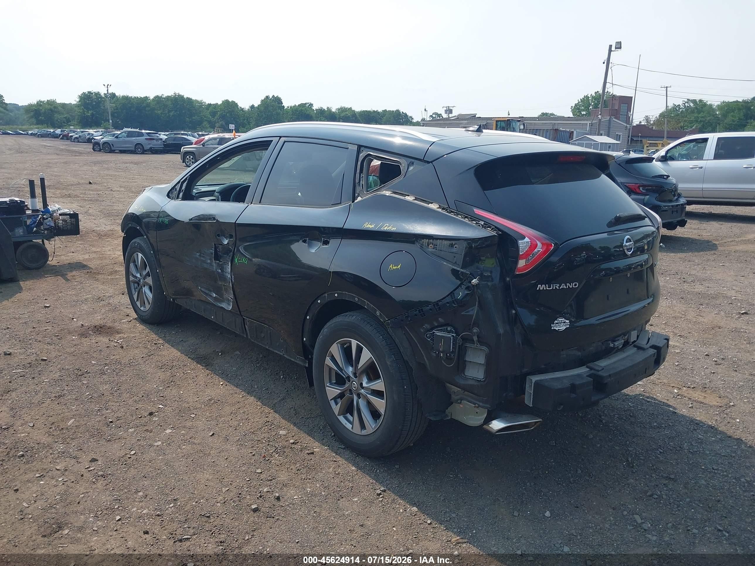 2015 Nissan Murano Sl Black vin: 5N1AZ2MH3FN243279