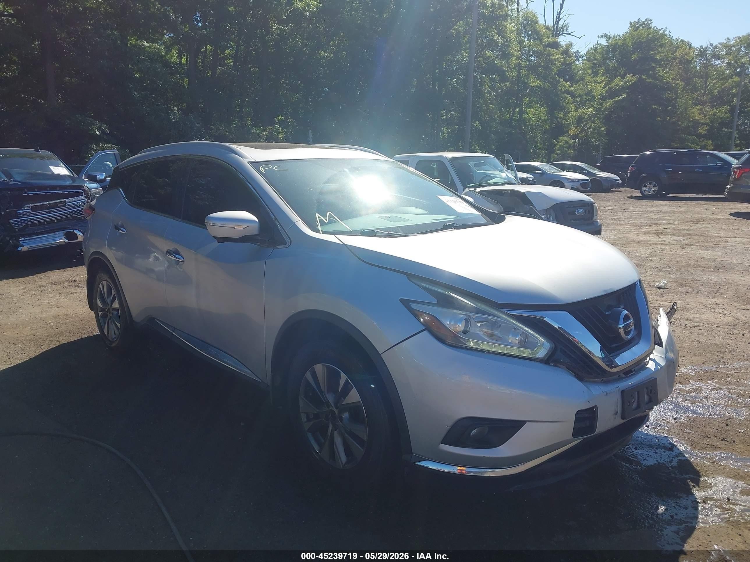 2015 Nissan Murano Sl Silver vin: 5N1AZ2MH3FN244237