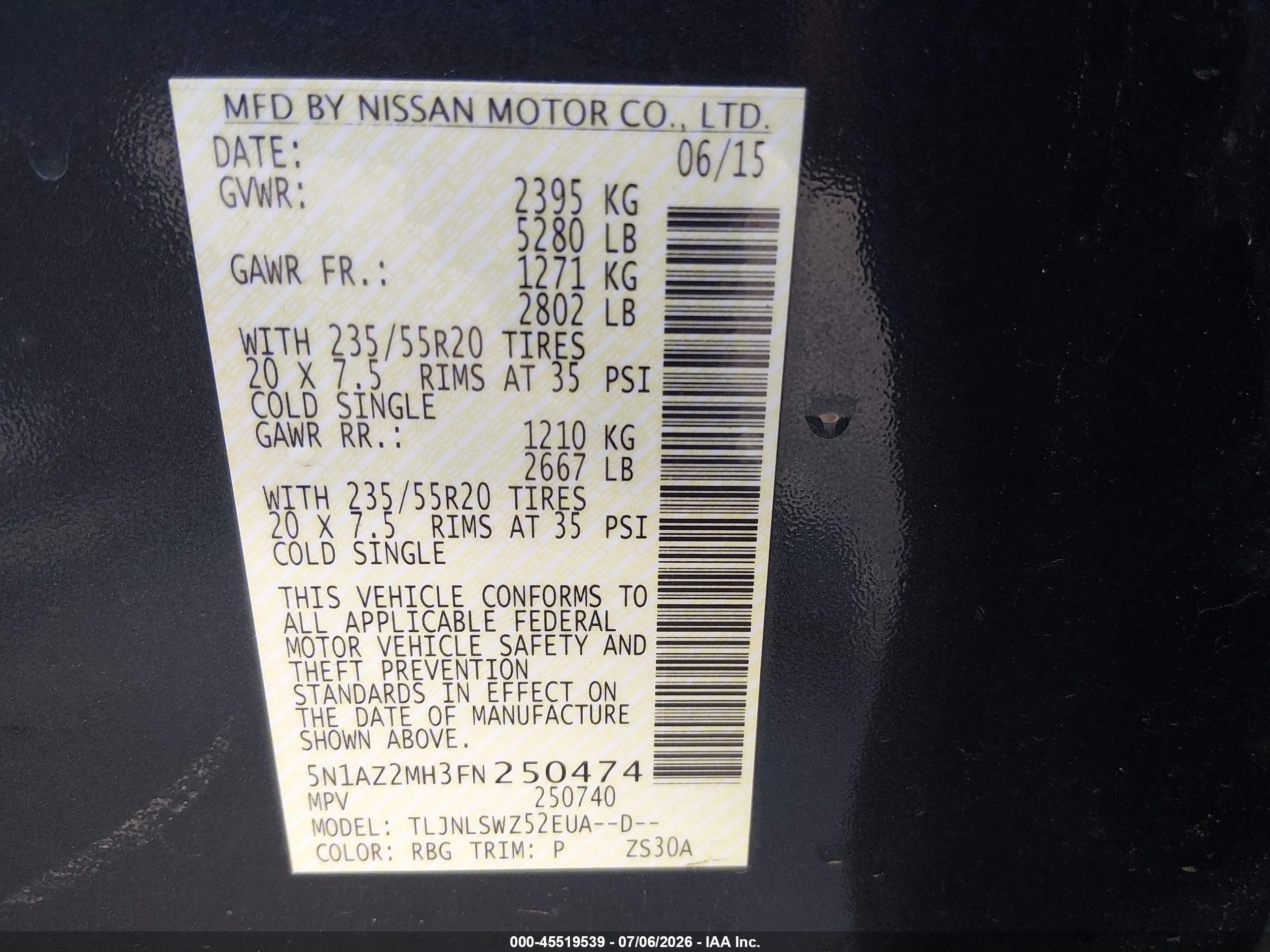 2015 Nissan Murano Platinum Blue vin: 5N1AZ2MH3FN250474