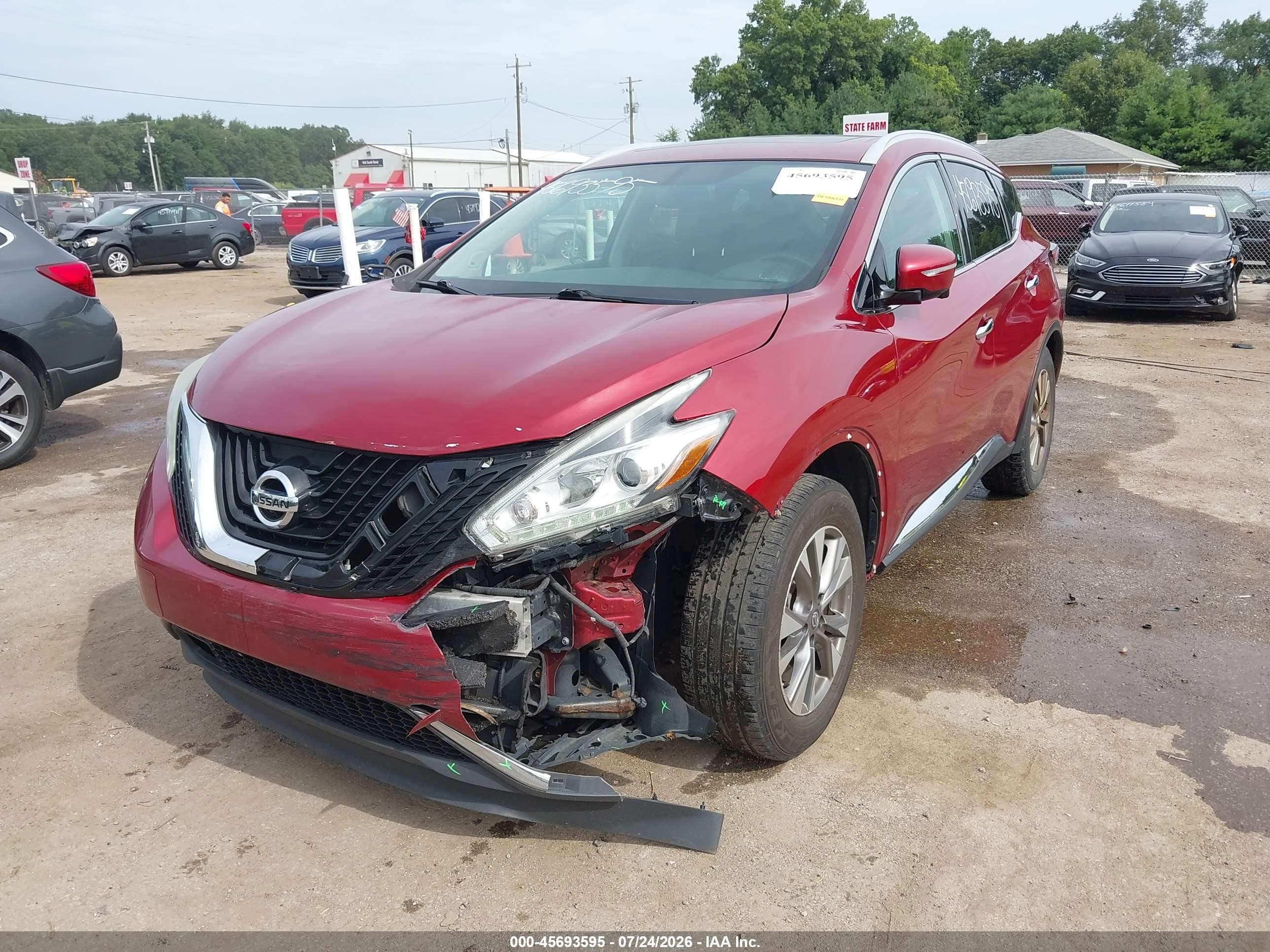 2015 Nissan Murano Sl Red vin: 5N1AZ2MH3FN254749