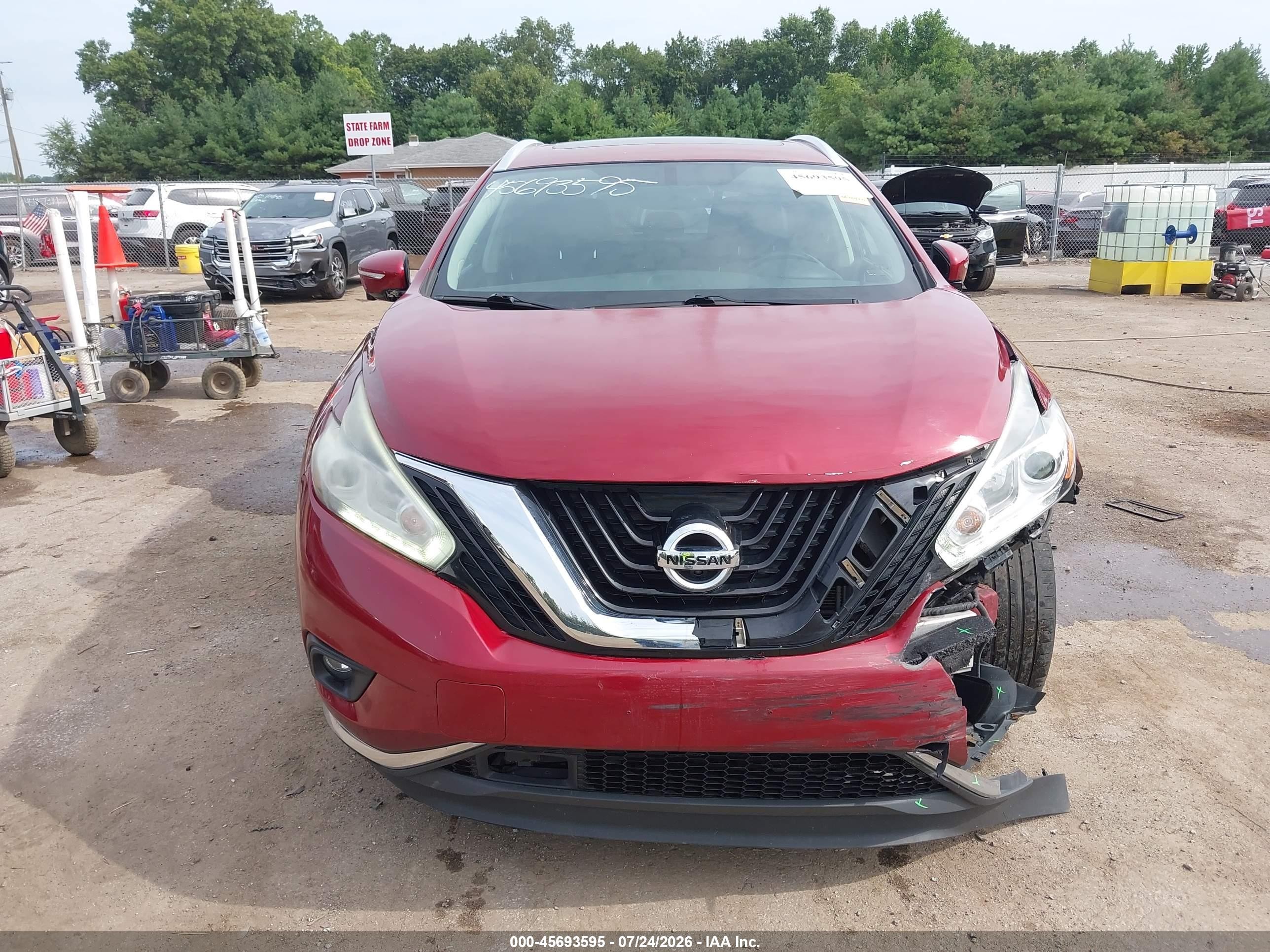 2015 Nissan Murano Sl Red vin: 5N1AZ2MH3FN254749