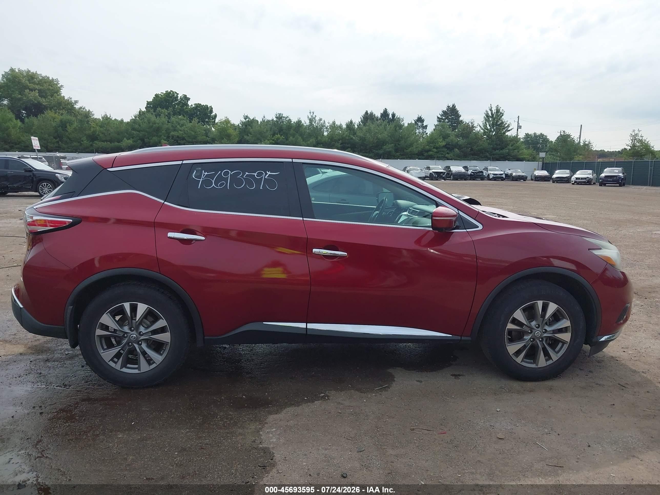 2015 Nissan Murano Sl Red vin: 5N1AZ2MH3FN254749