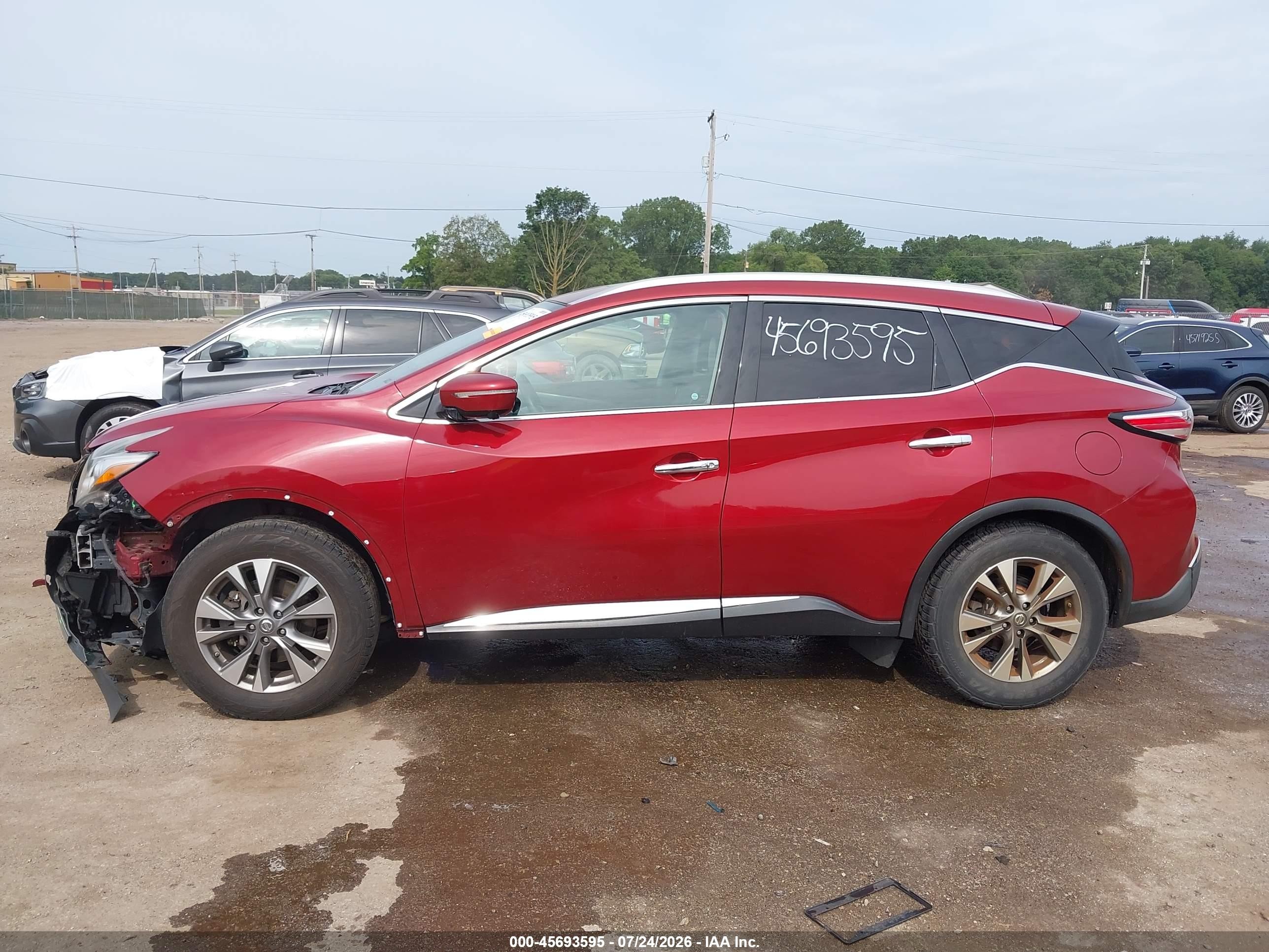 2015 Nissan Murano Sl Red vin: 5N1AZ2MH3FN254749