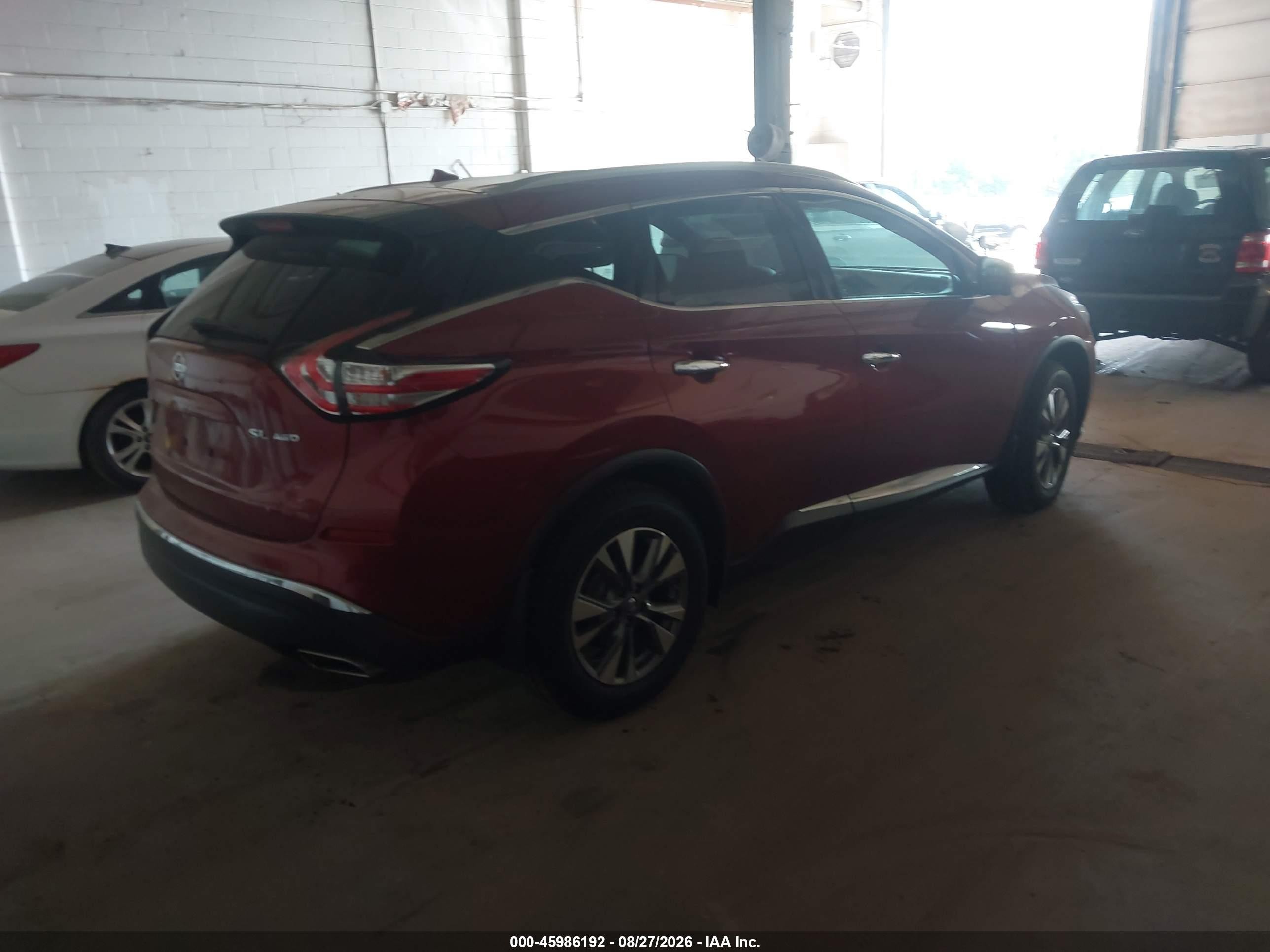 2015 Nissan Murano Sl Red vin: 5N1AZ2MH3FN271194