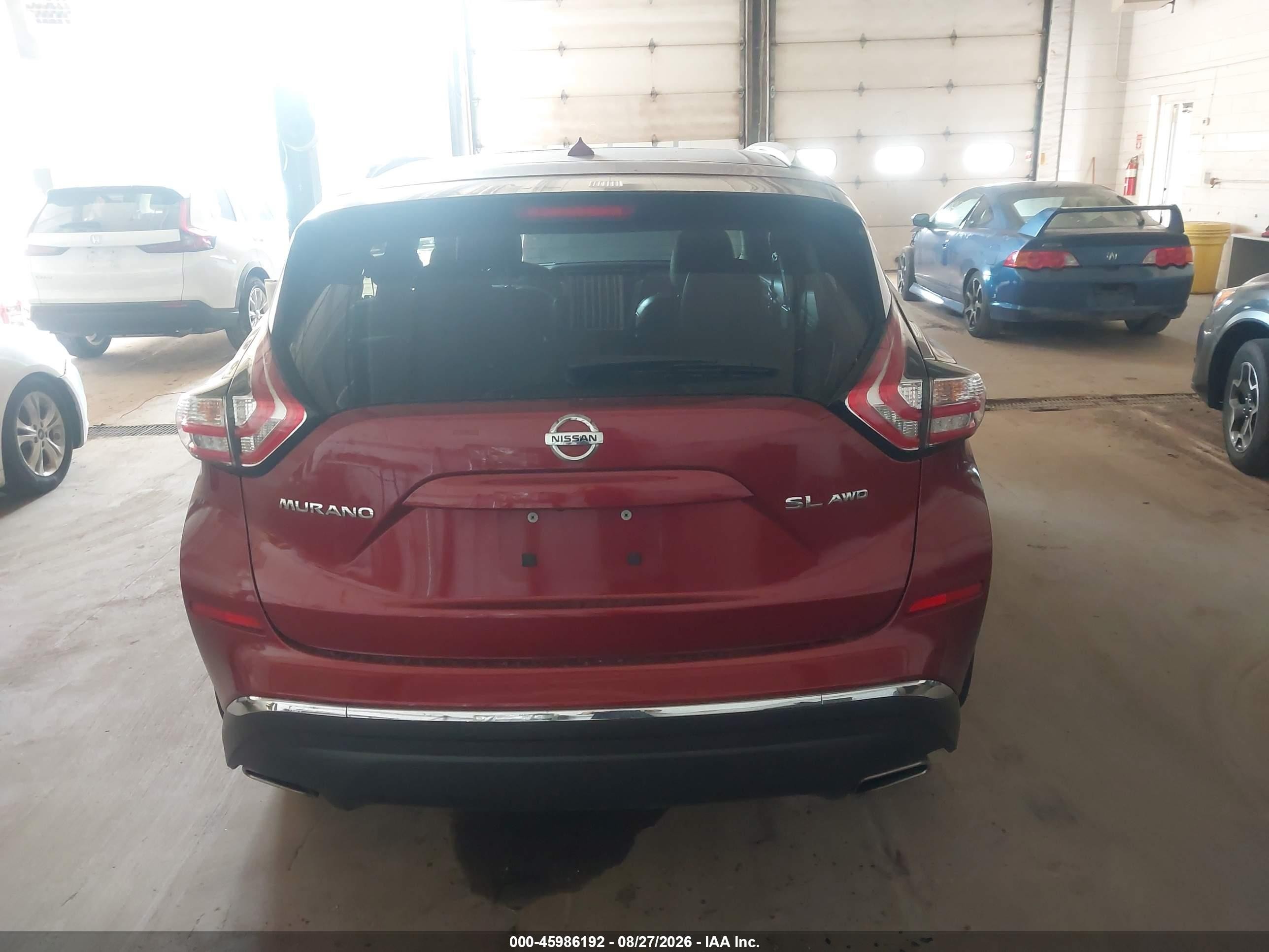 2015 Nissan Murano Sl Red vin: 5N1AZ2MH3FN271194