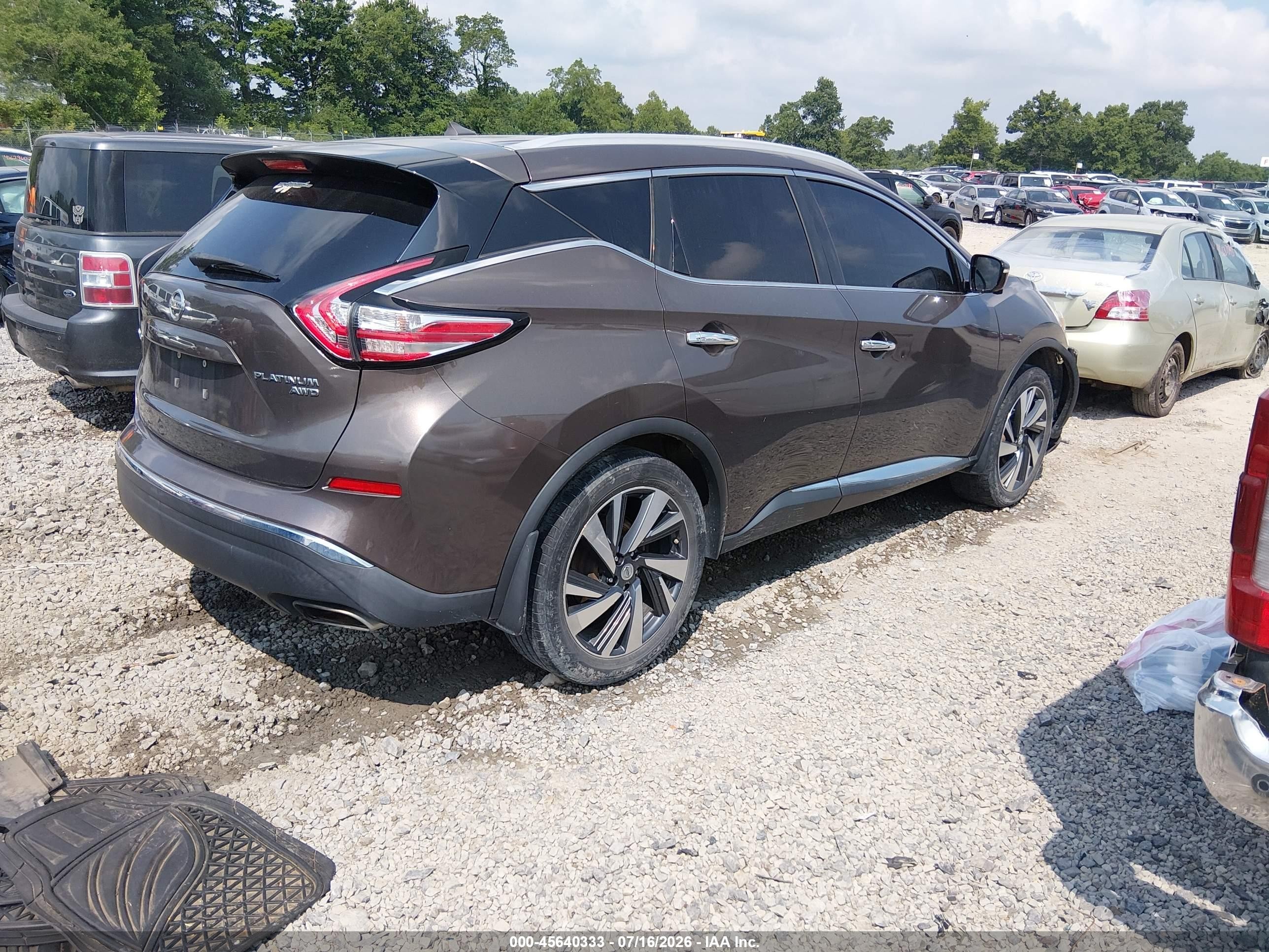 2015 Nissan Murano Platinum Brown vin: 5N1AZ2MH3FN282440