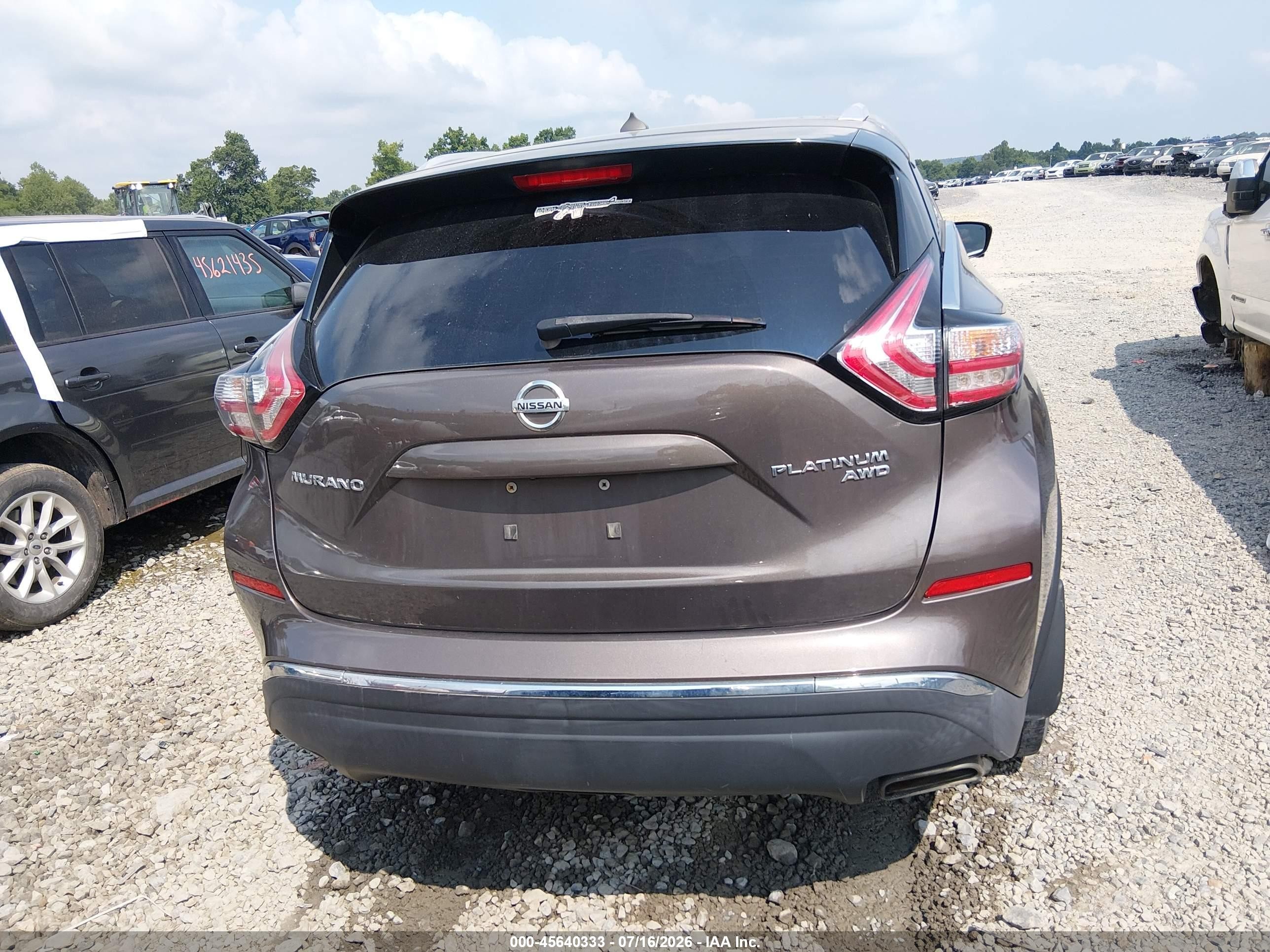 2015 Nissan Murano Platinum Brown vin: 5N1AZ2MH3FN282440