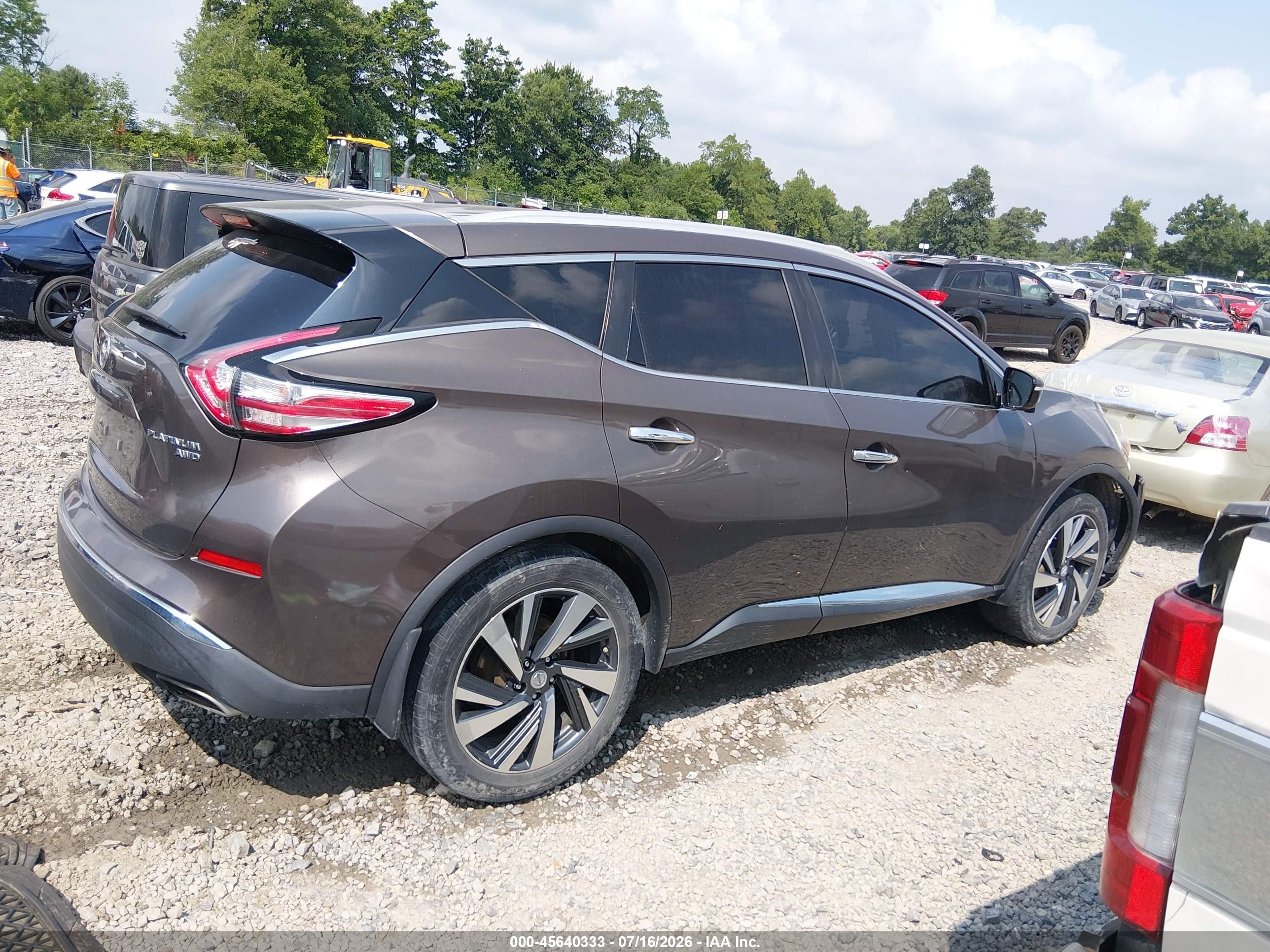 2015 Nissan Murano Platinum Brown vin: 5N1AZ2MH3FN282440
