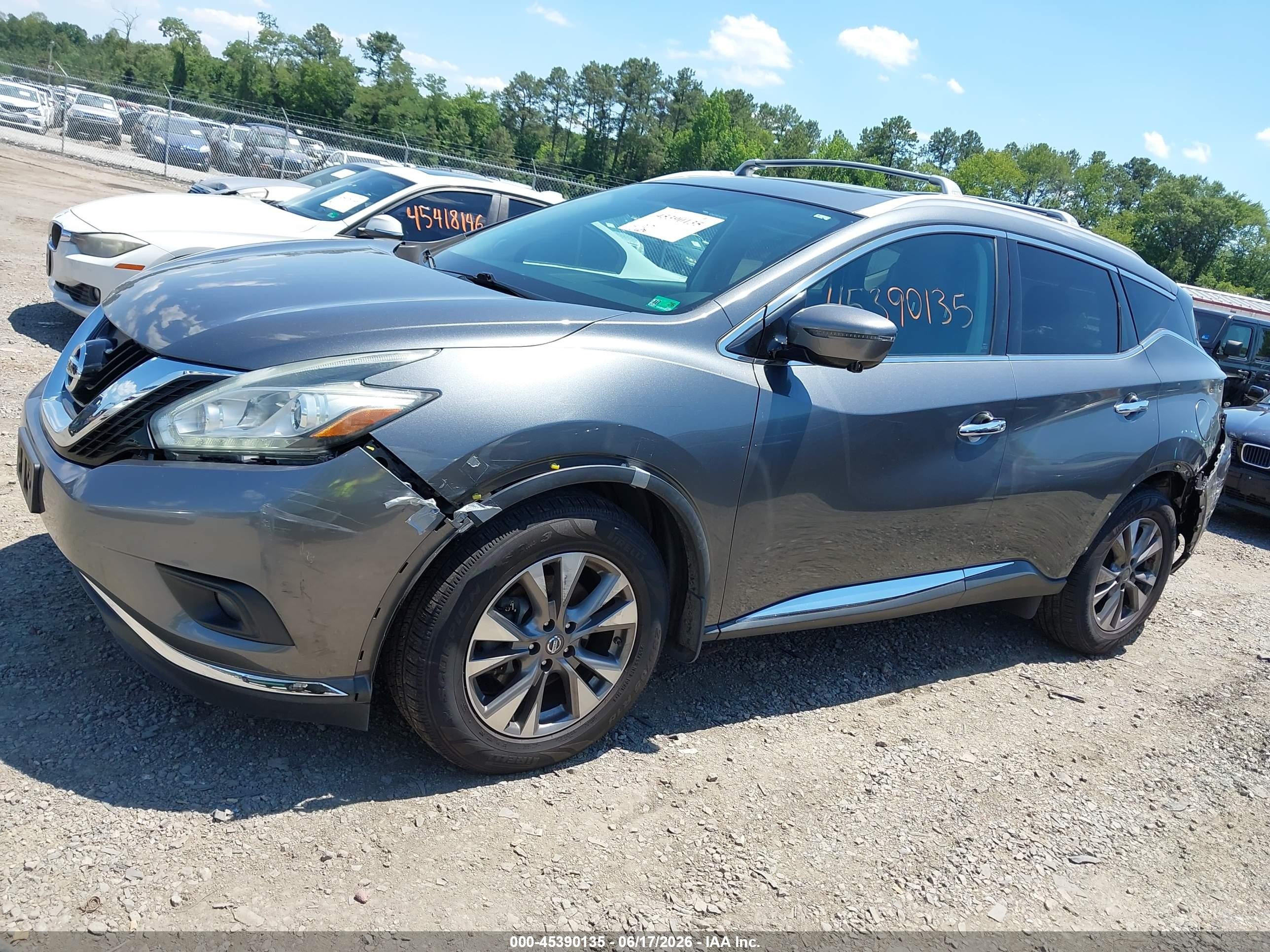 2015 Nissan Murano Sl Gray vin: 5N1AZ2MH3FN285516