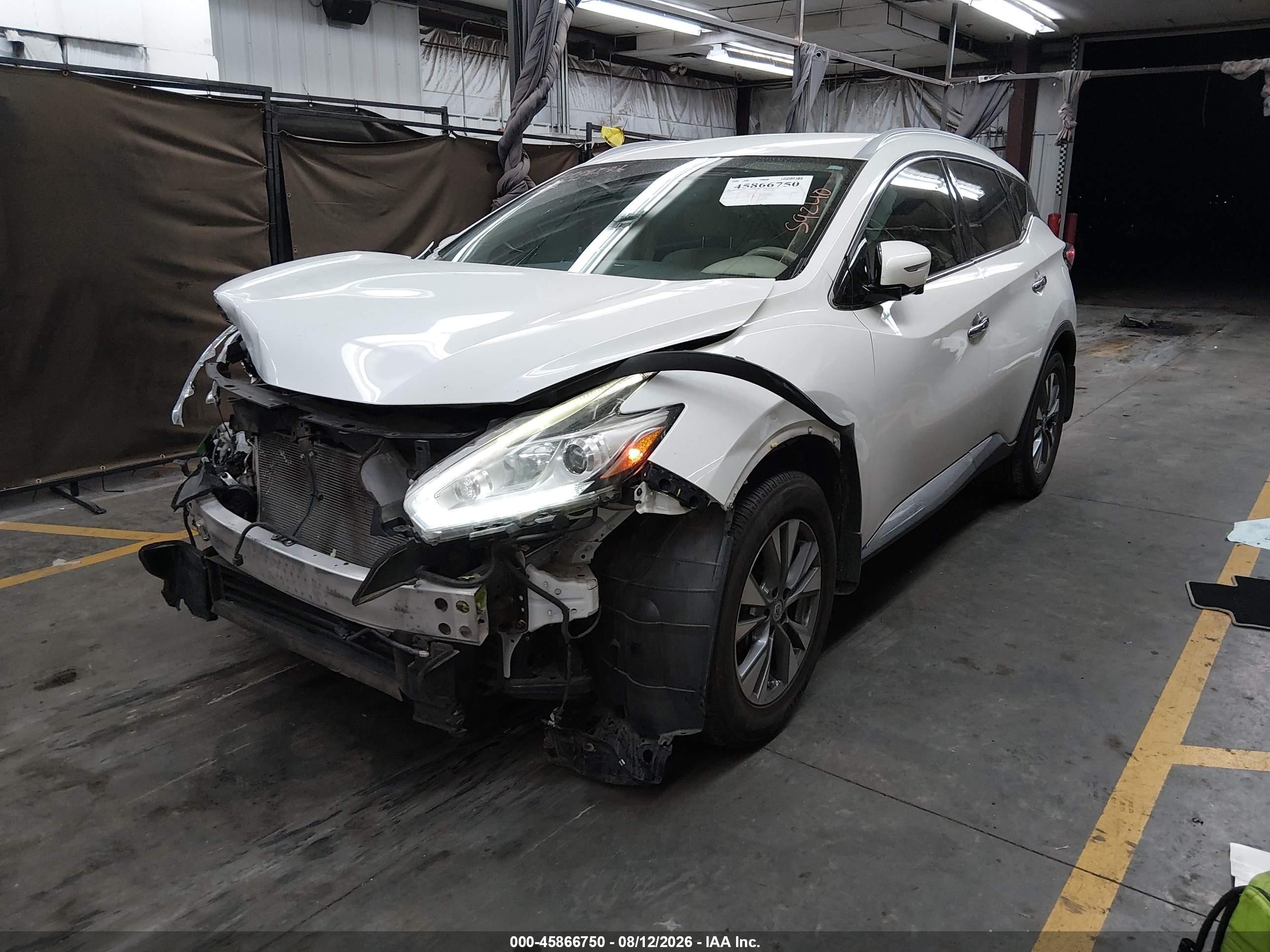 2015 Nissan Murano Sl White vin: 5N1AZ2MH4FN212042