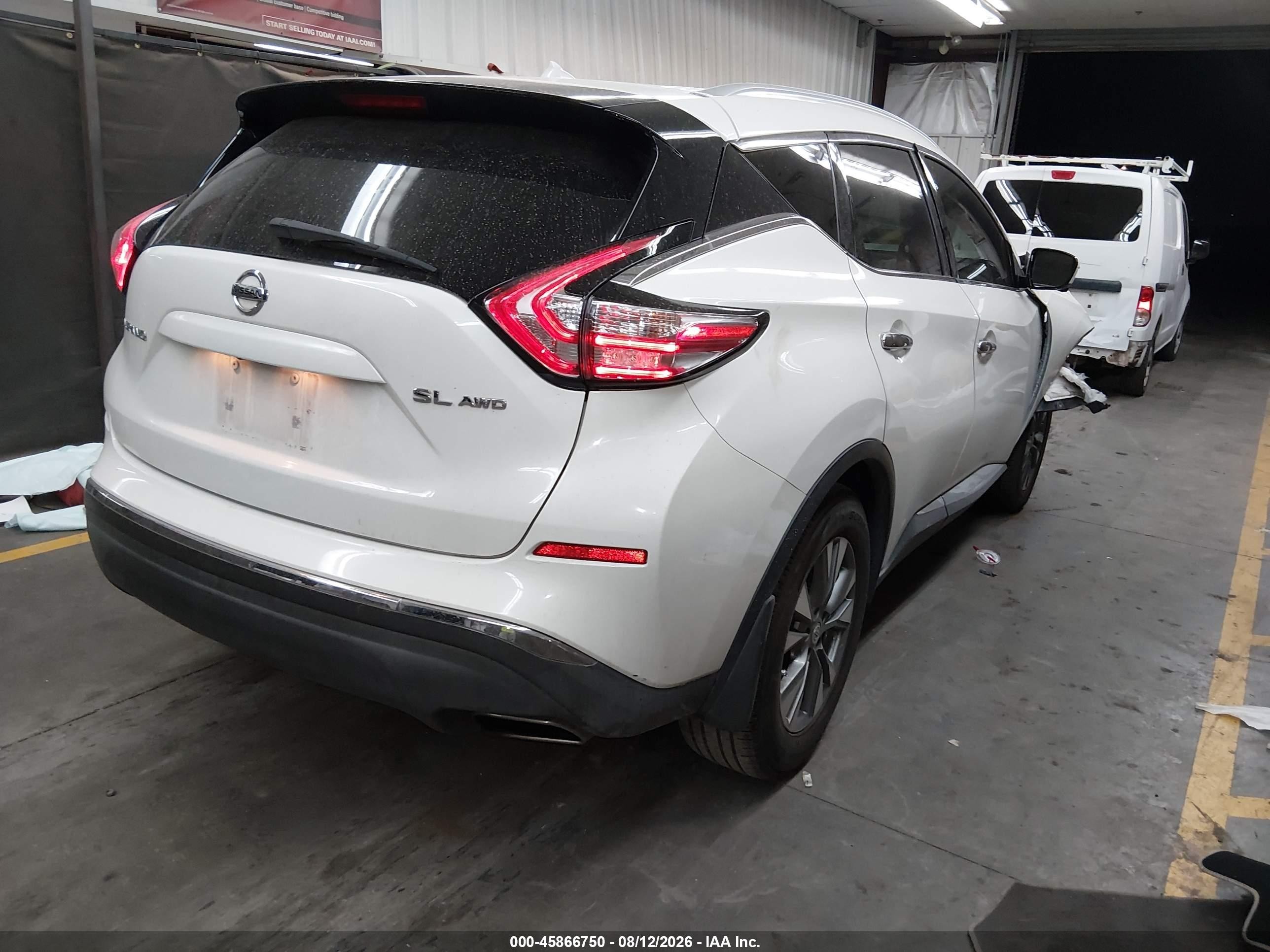 2015 Nissan Murano Sl White vin: 5N1AZ2MH4FN212042