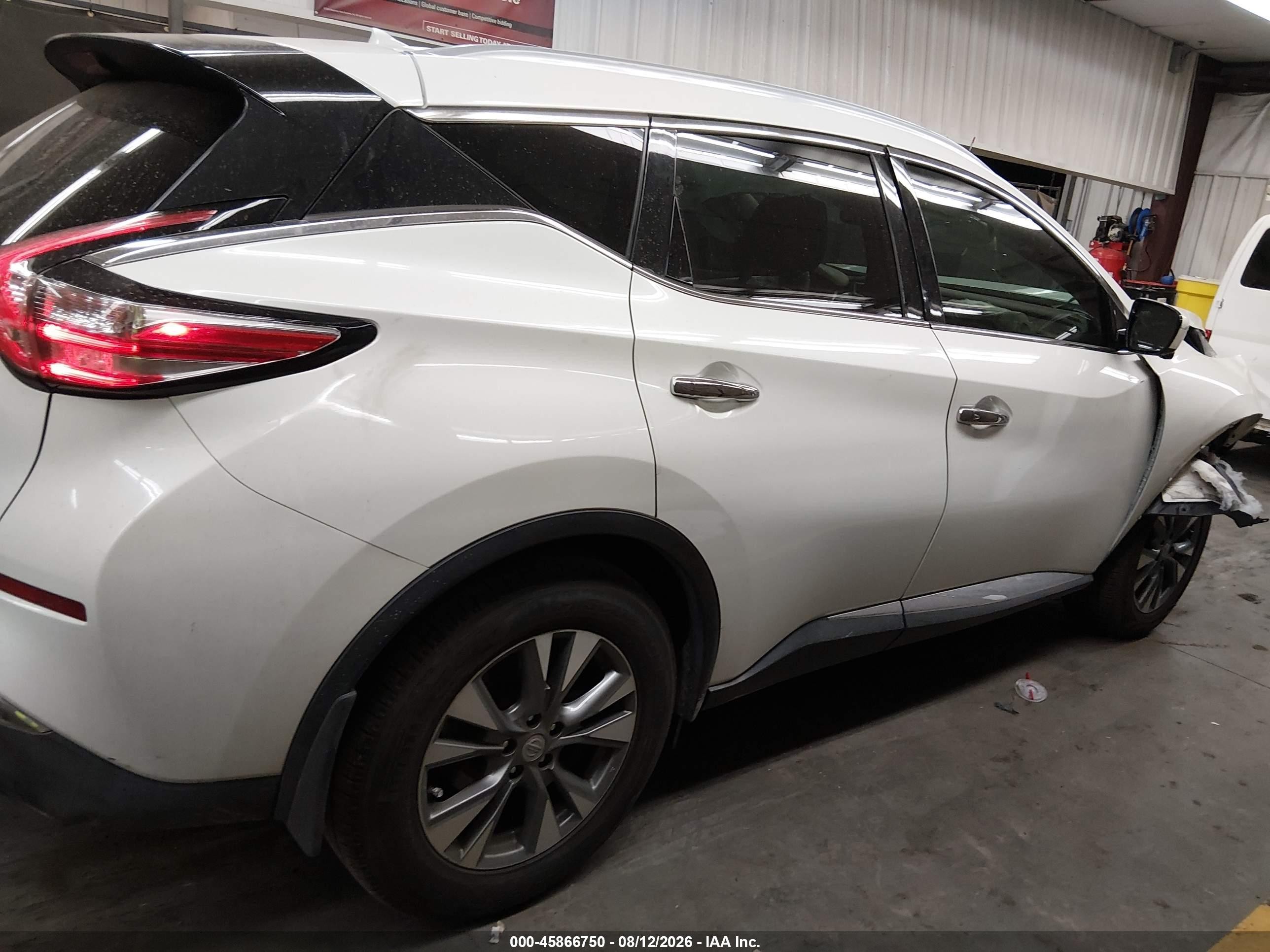 2015 Nissan Murano Sl White vin: 5N1AZ2MH4FN212042