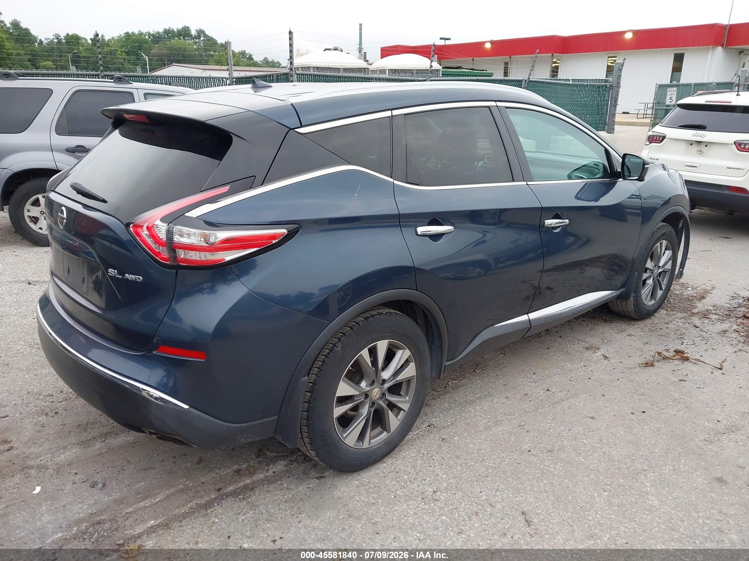 2015 Nissan Murano Sl Blue vin: 5N1AZ2MH4FN220738