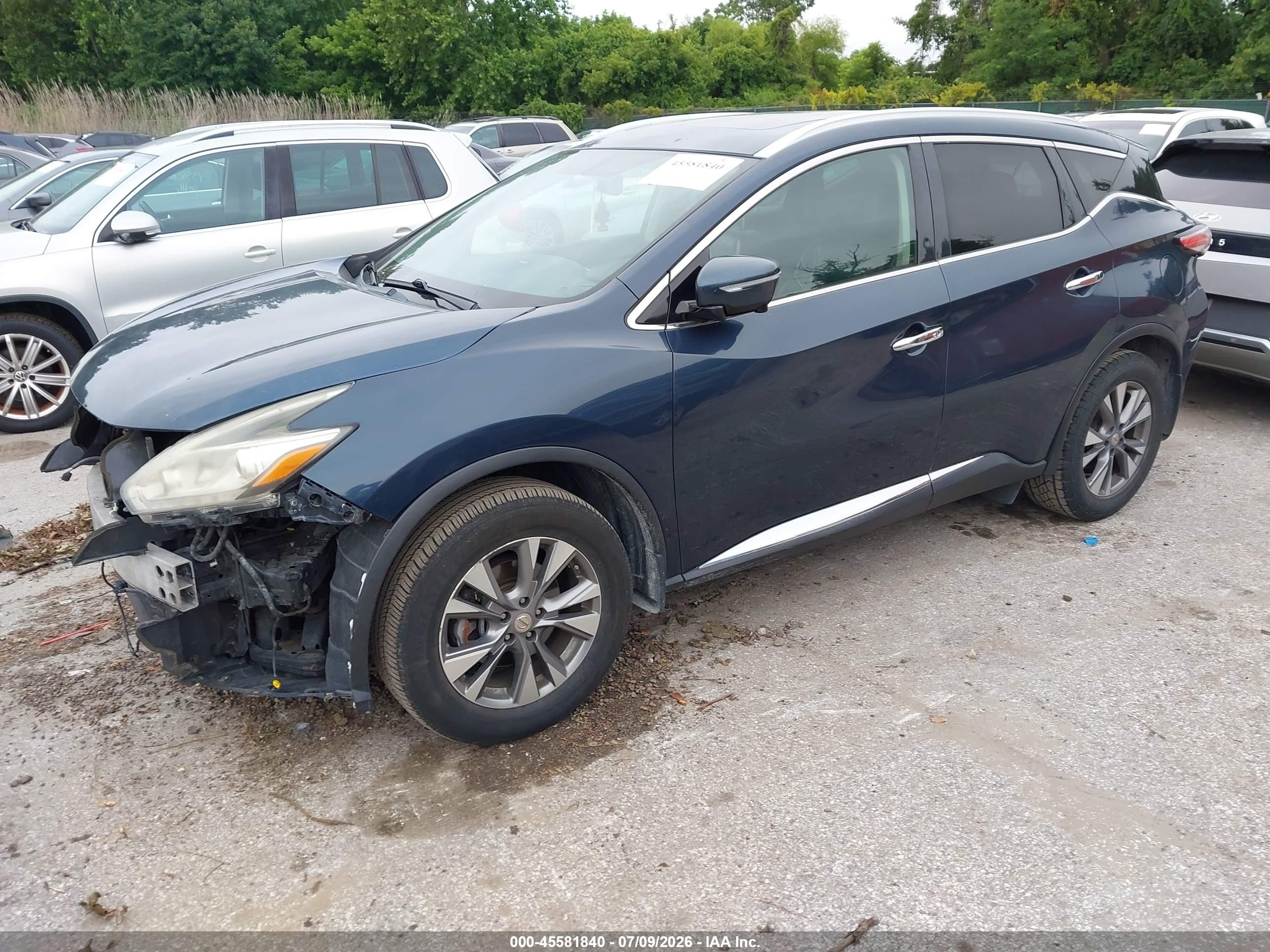 2015 Nissan Murano Sl Blue vin: 5N1AZ2MH4FN220738